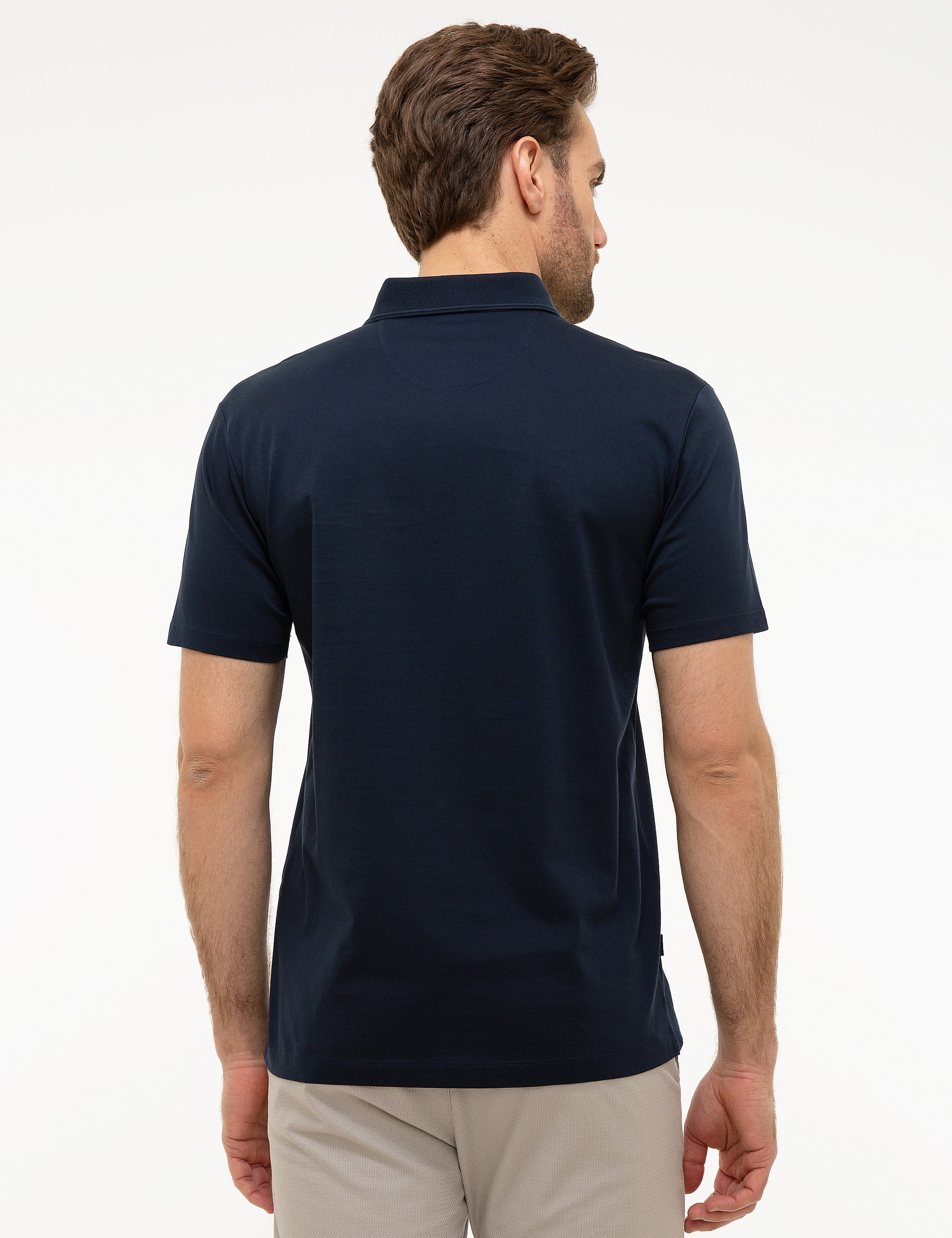 Koyu Lacivert Regular Fit Basic Tişört - Image 3