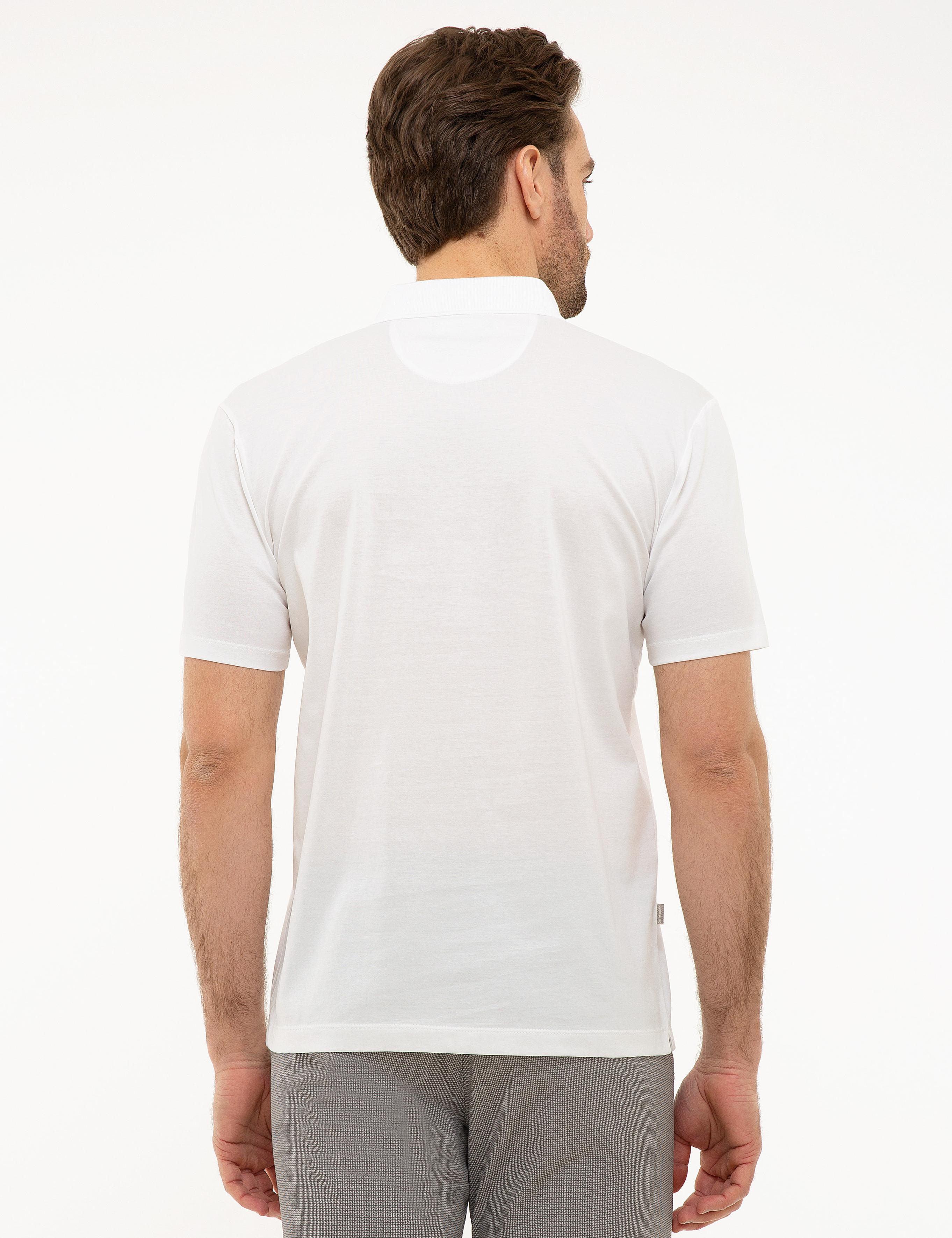 Beyaz Regular Fit Polo Yaka Basic Tişört