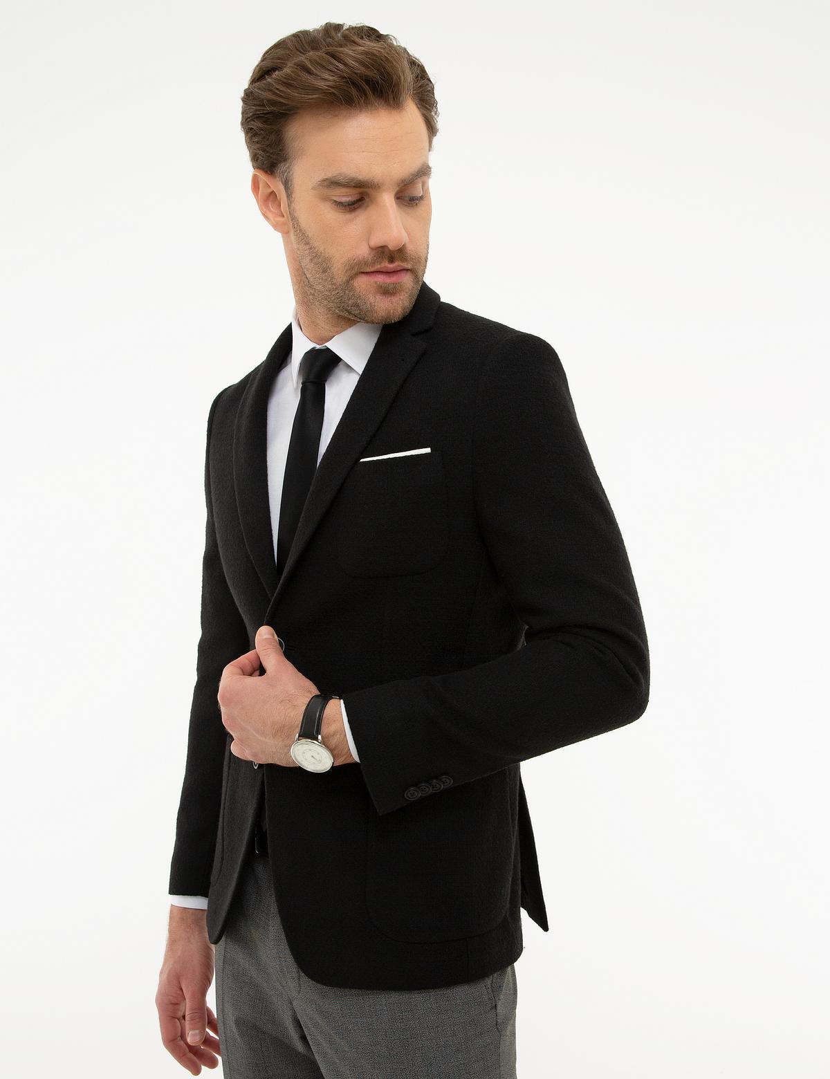 Siyah Ex. Slim Fit Ceket - 50216641013