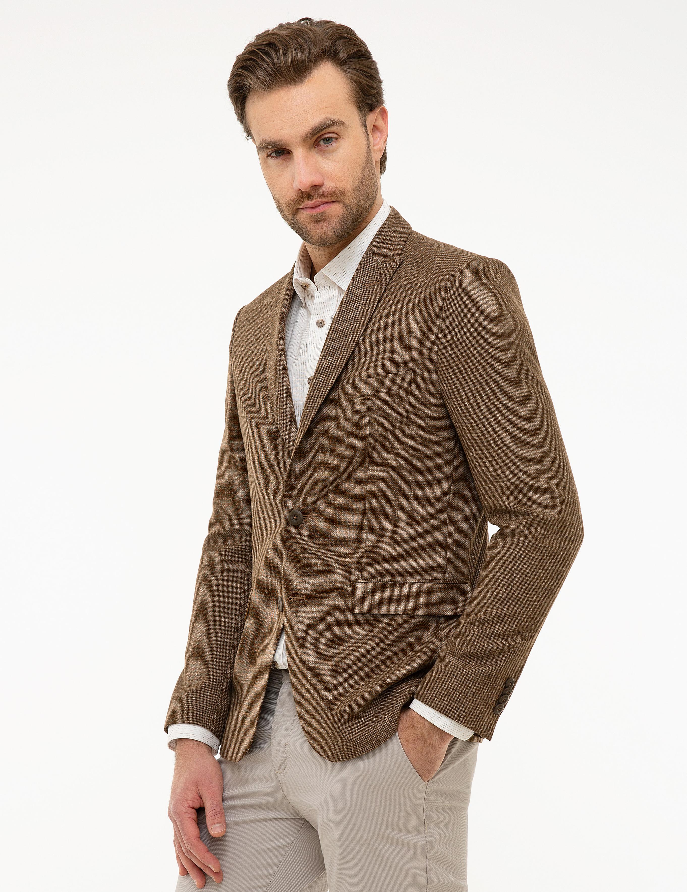 Açık Kahverengi Slim Fit Ceket