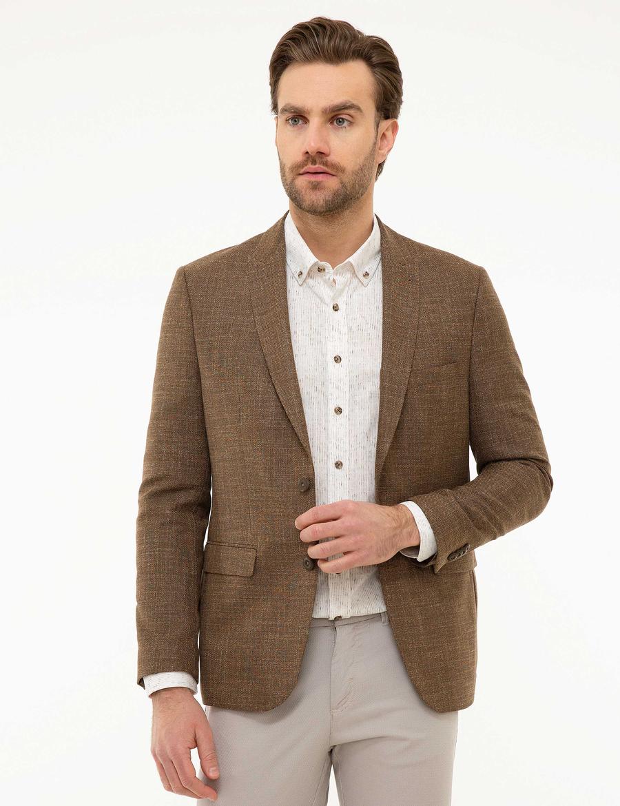 Açık Kahverengi Slim Fit Ceket