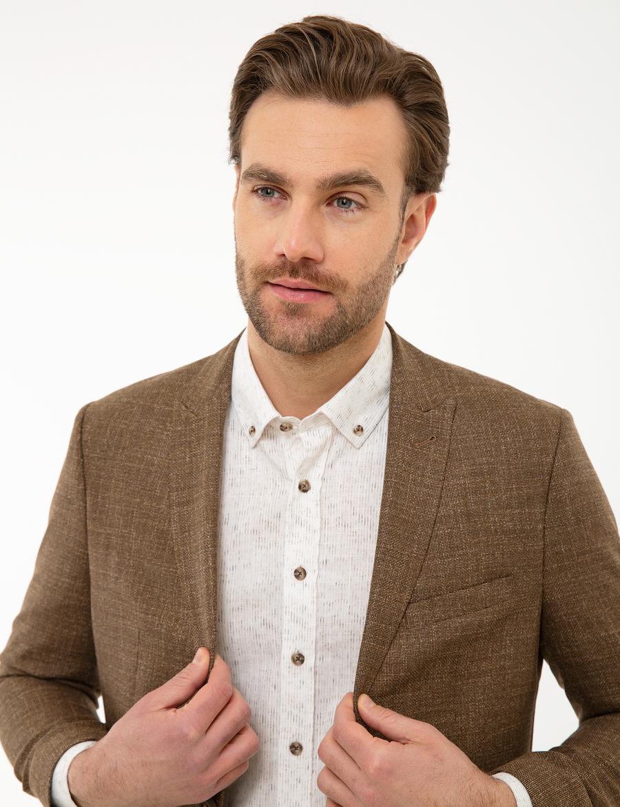 Açık Kahverengi Slim Fit Ceket