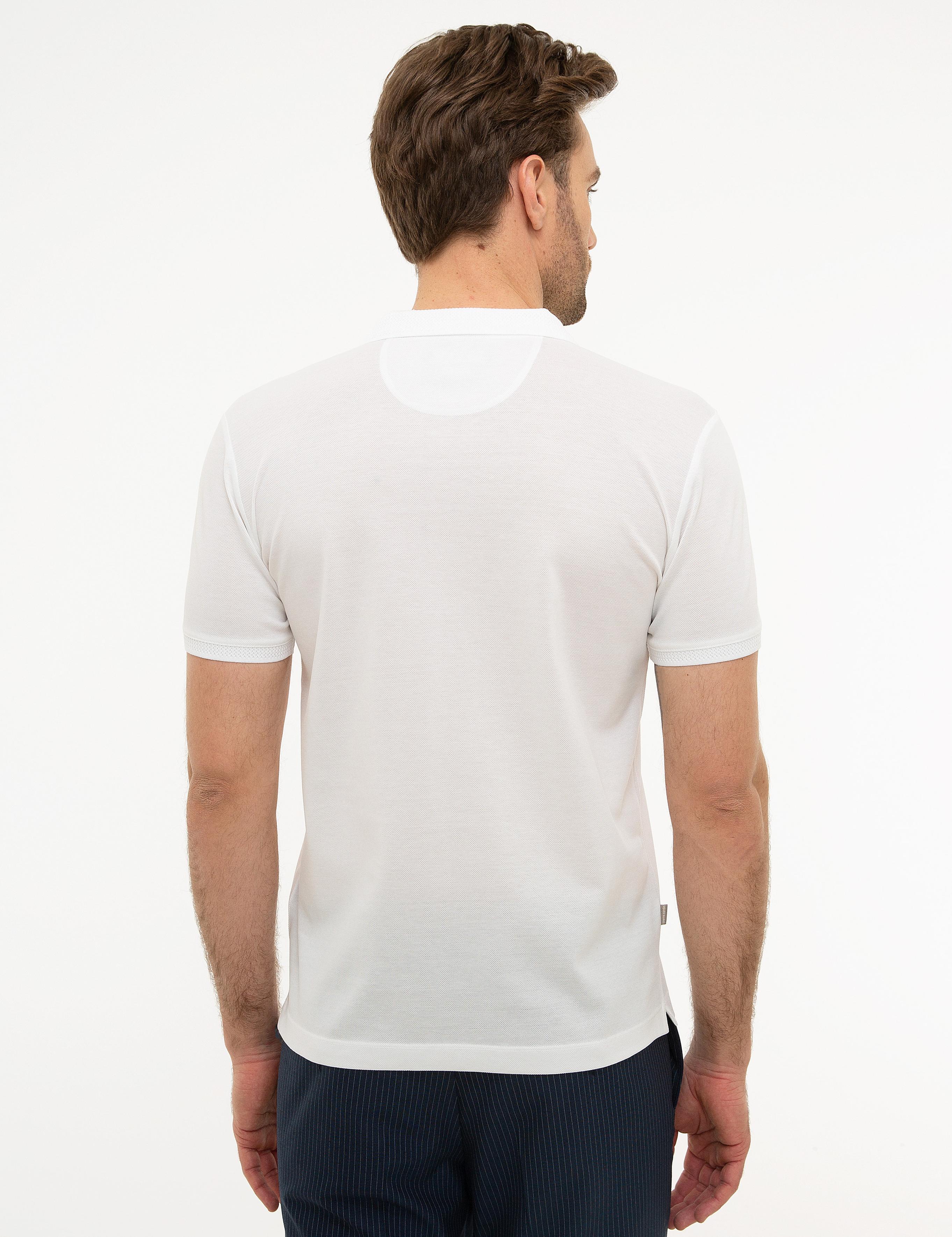 Beyaz Slim Fit Basic Polo Yaka T-Shirt