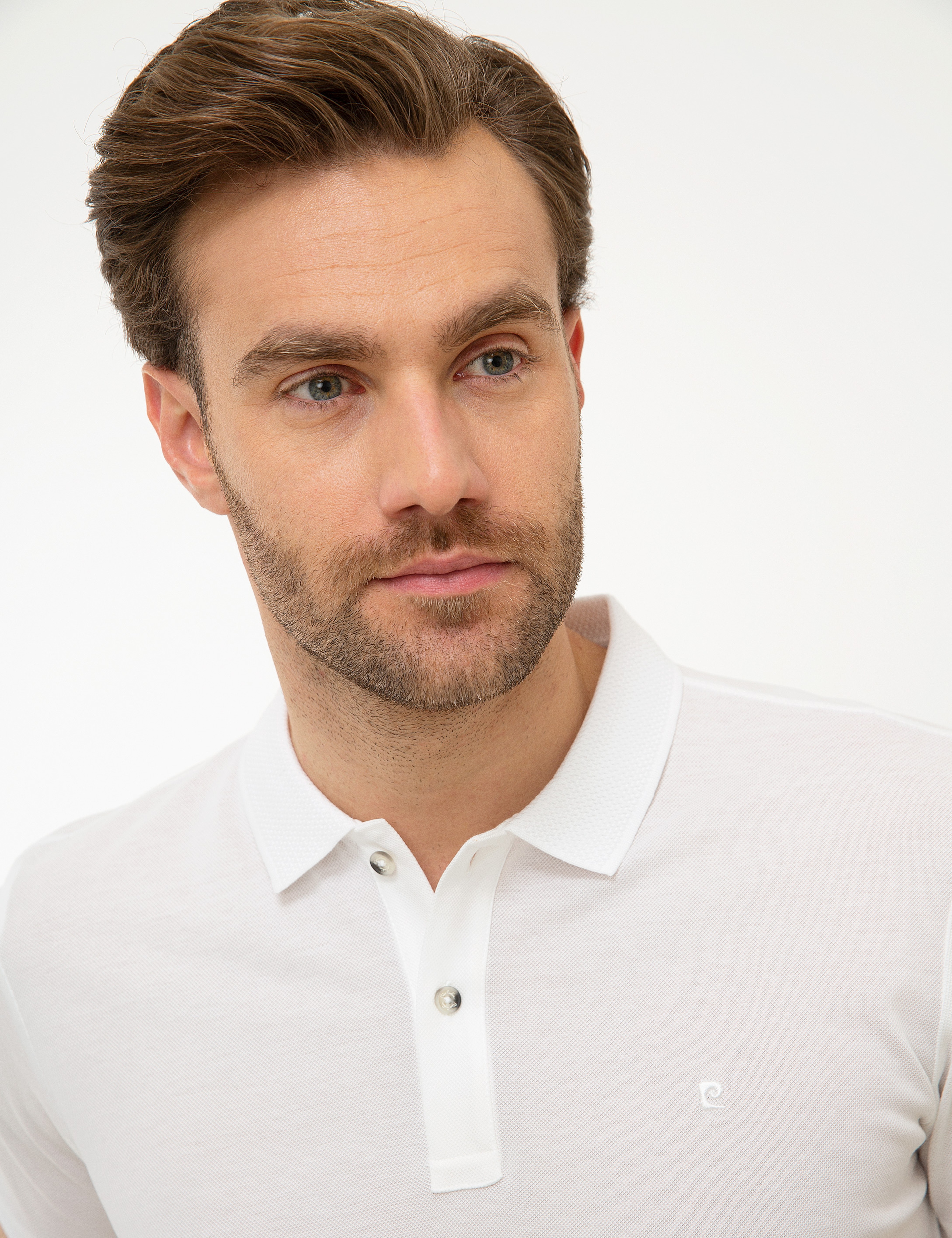 Beyaz Slim Fit Basic Polo Yaka T-Shirt