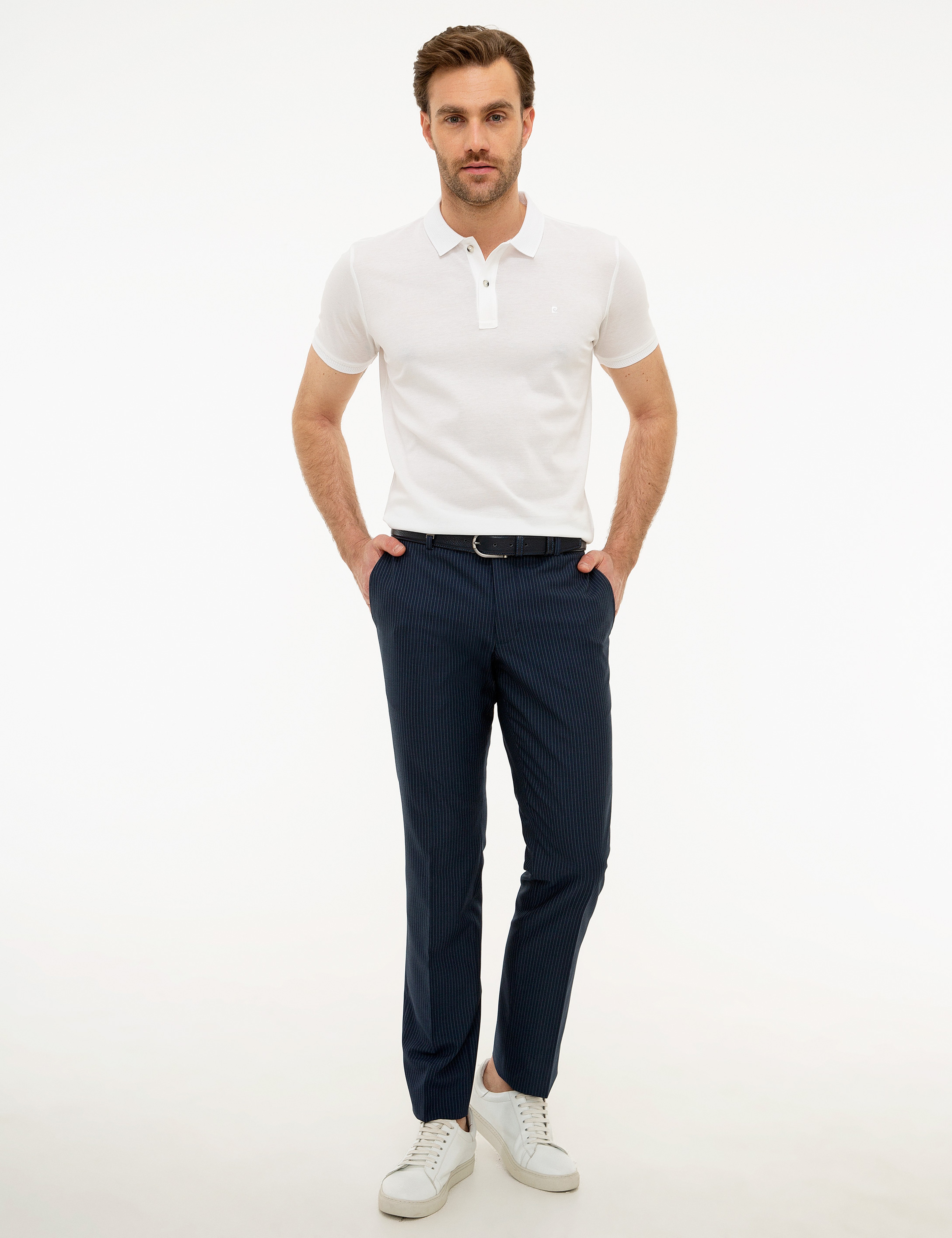 Beyaz Slim Fit Basic Polo Yaka T-Shirt - Image 4