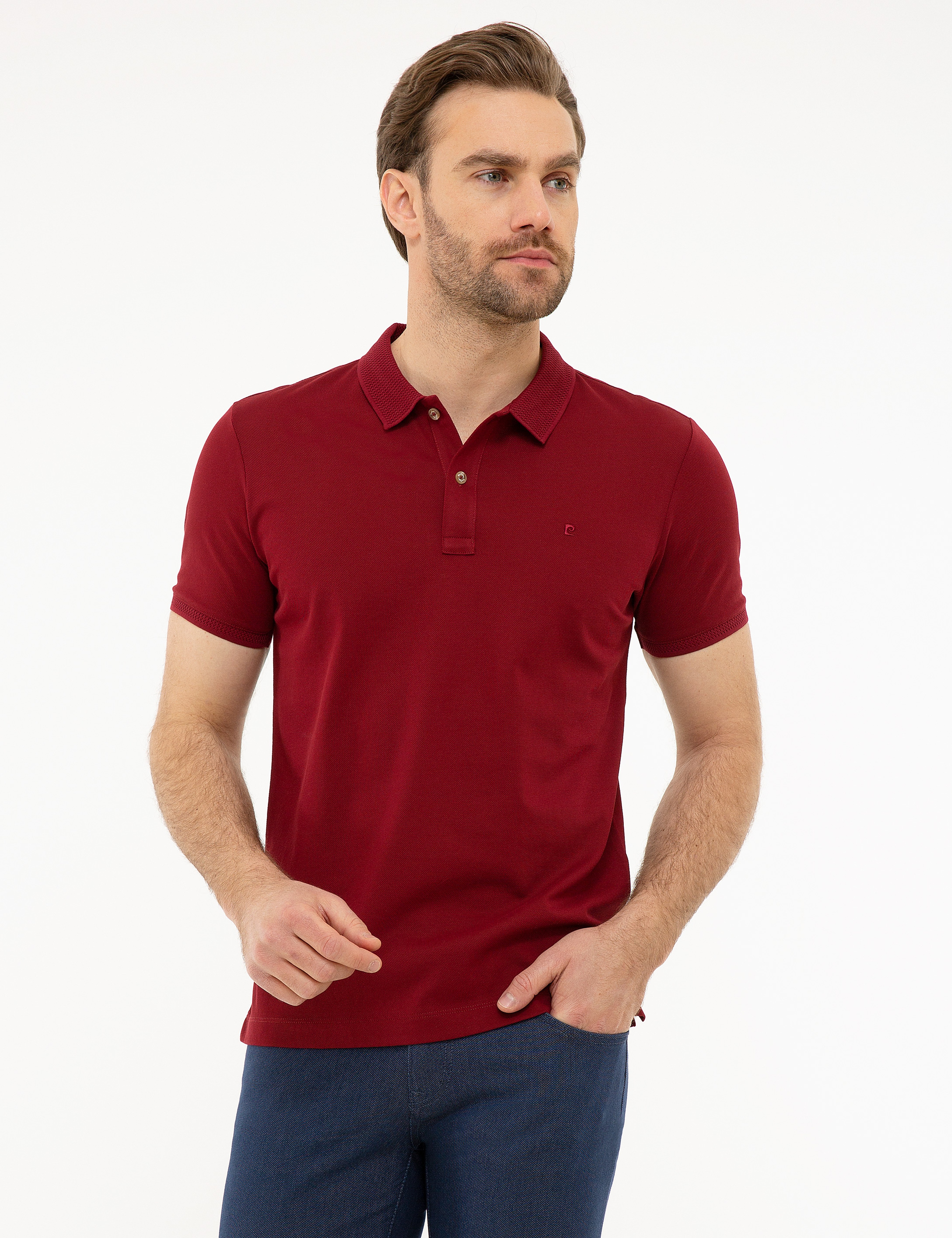 Bordo Slim Fit Basic Polo Yaka T-Shirt - Image 2