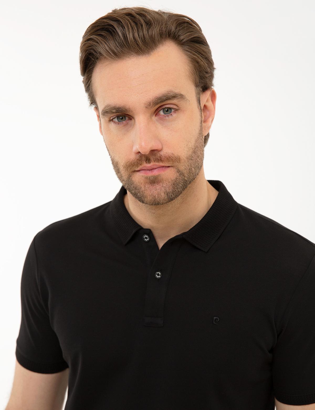 Siyah Slim Fit Basic Polo Yaka T-Shirt