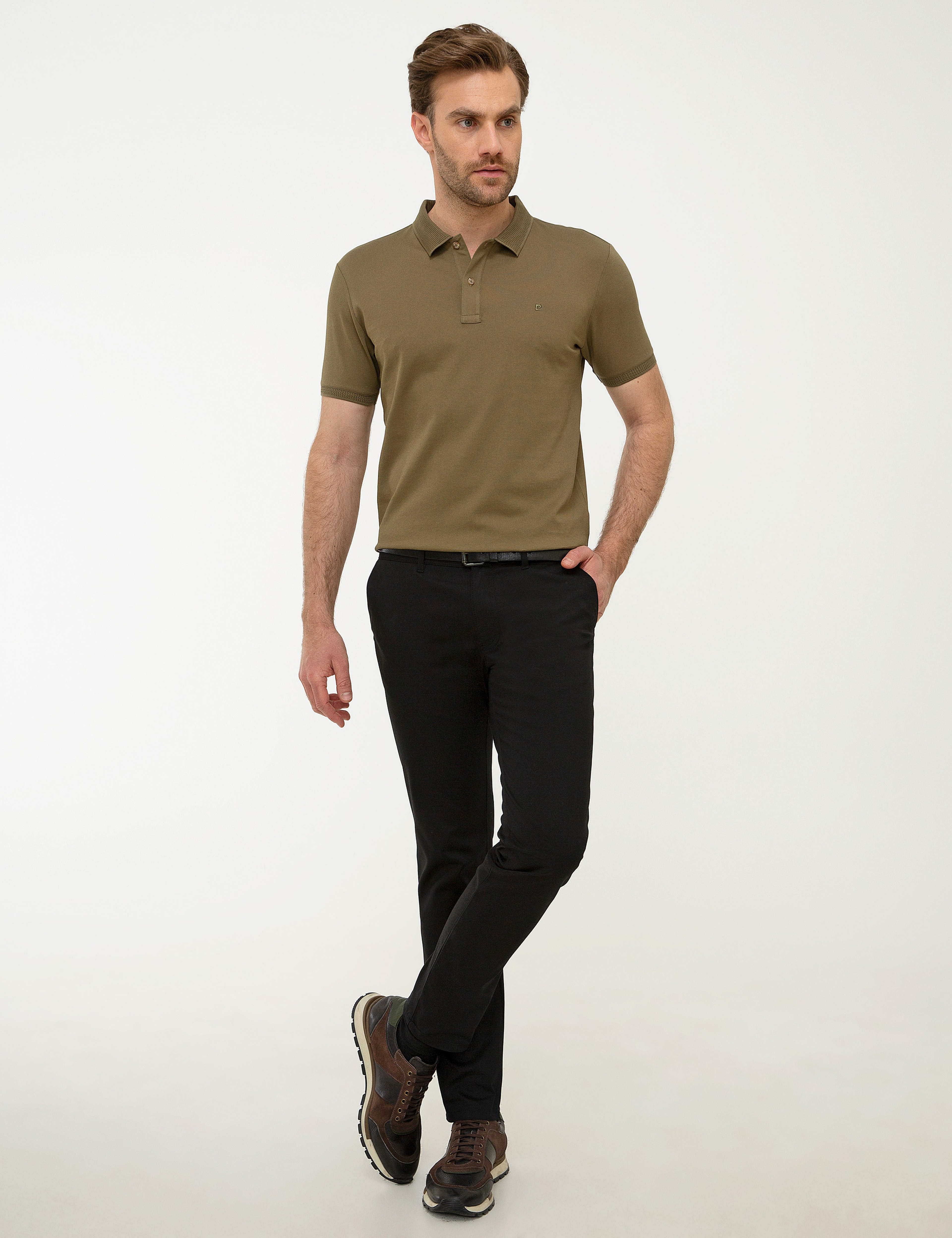 Açık Haki Slim Fit Basic Polo Yaka T-Shirt - Image 4