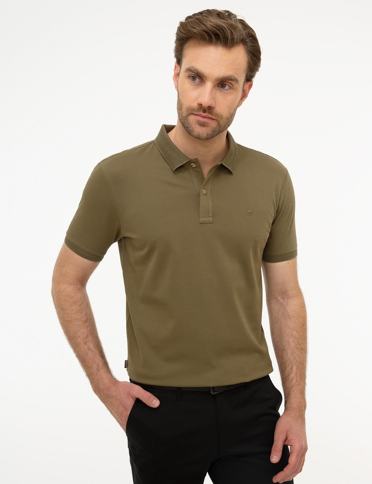 Açık Haki Slim Fit Basic Polo Yaka T-Shirt