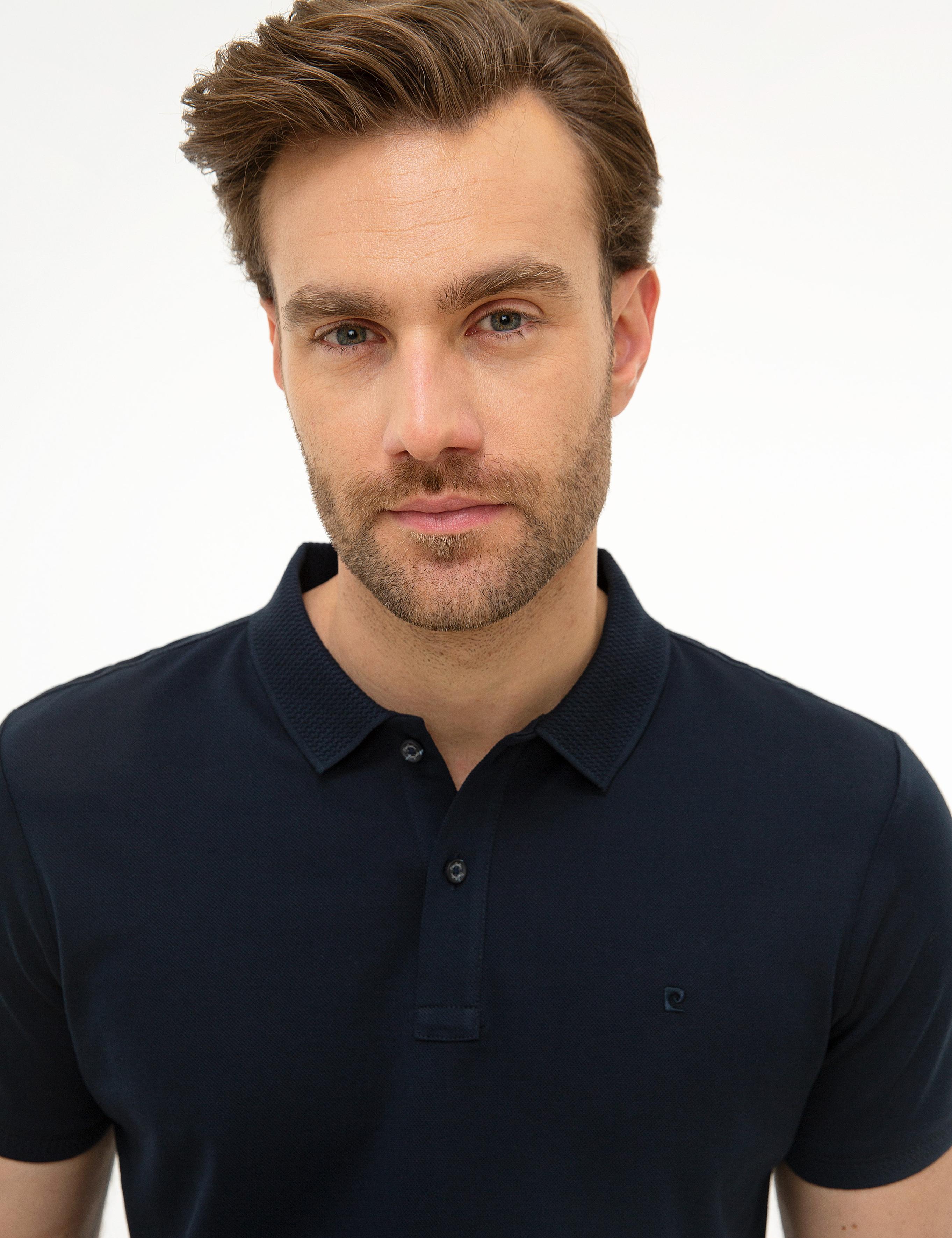 Koyu Lacivert Slim Fit Basic Polo Yaka T-Shirt