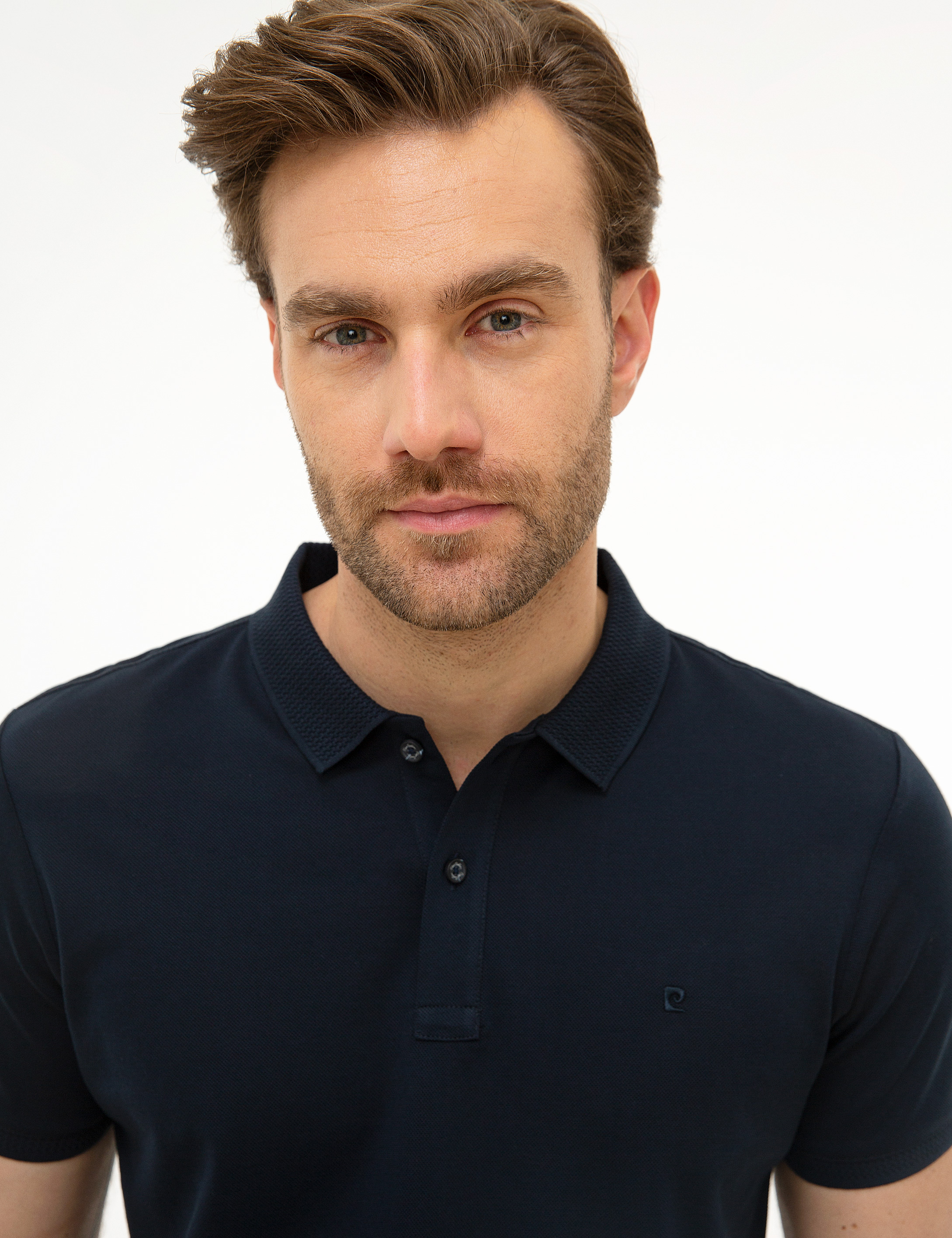Koyu Lacivert Slim Fit Basic Polo Yaka T-Shirt - Image 2