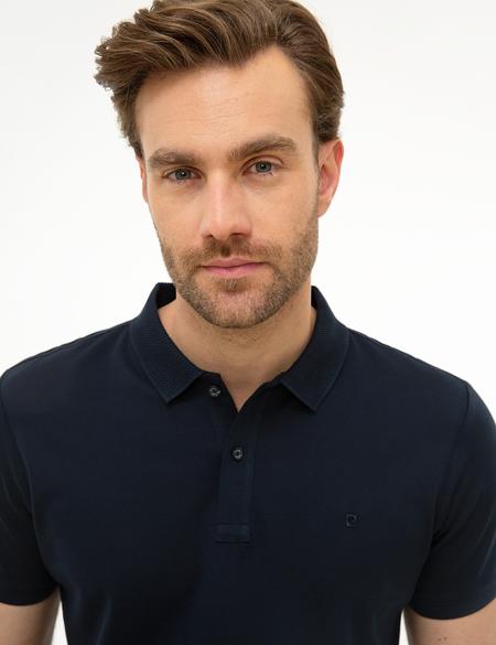 Koyu Lacivert Slim Fit Basic Polo Yaka T-Shirt - 50218618078