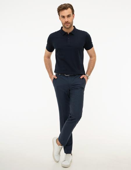 Koyu Lacivert Slim Fit Basic Polo Yaka T-Shirt - 50218618078