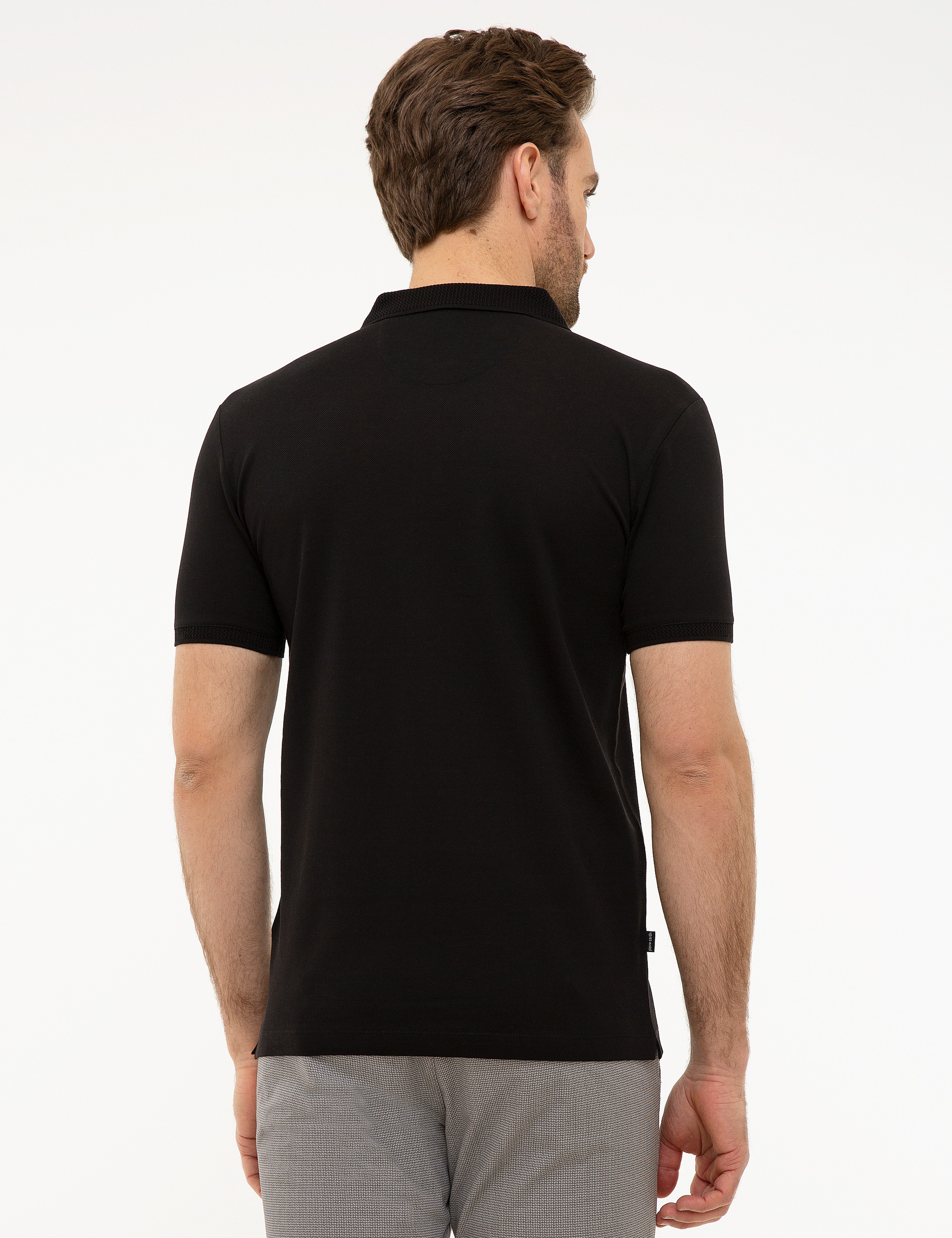 Siyah Slim Fit Basic Polo Yaka T-Shirt - Image 3