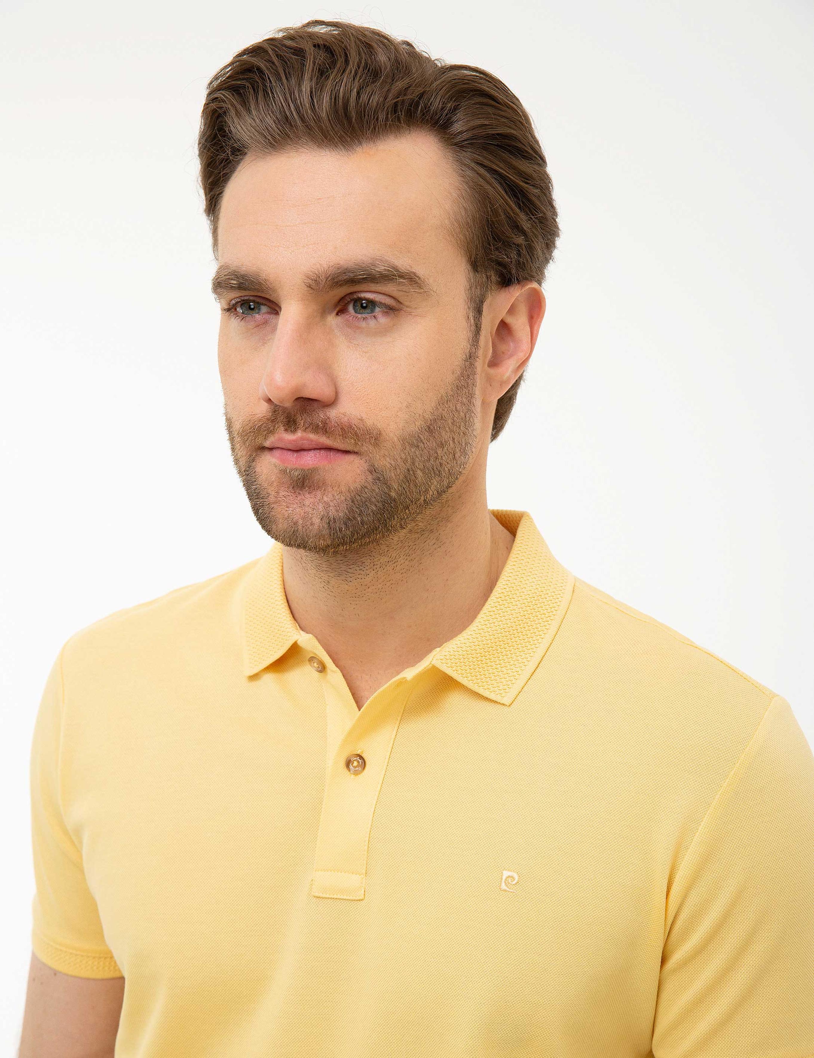 Sarı Slim Fit Basic Polo Yaka T-Shirt
