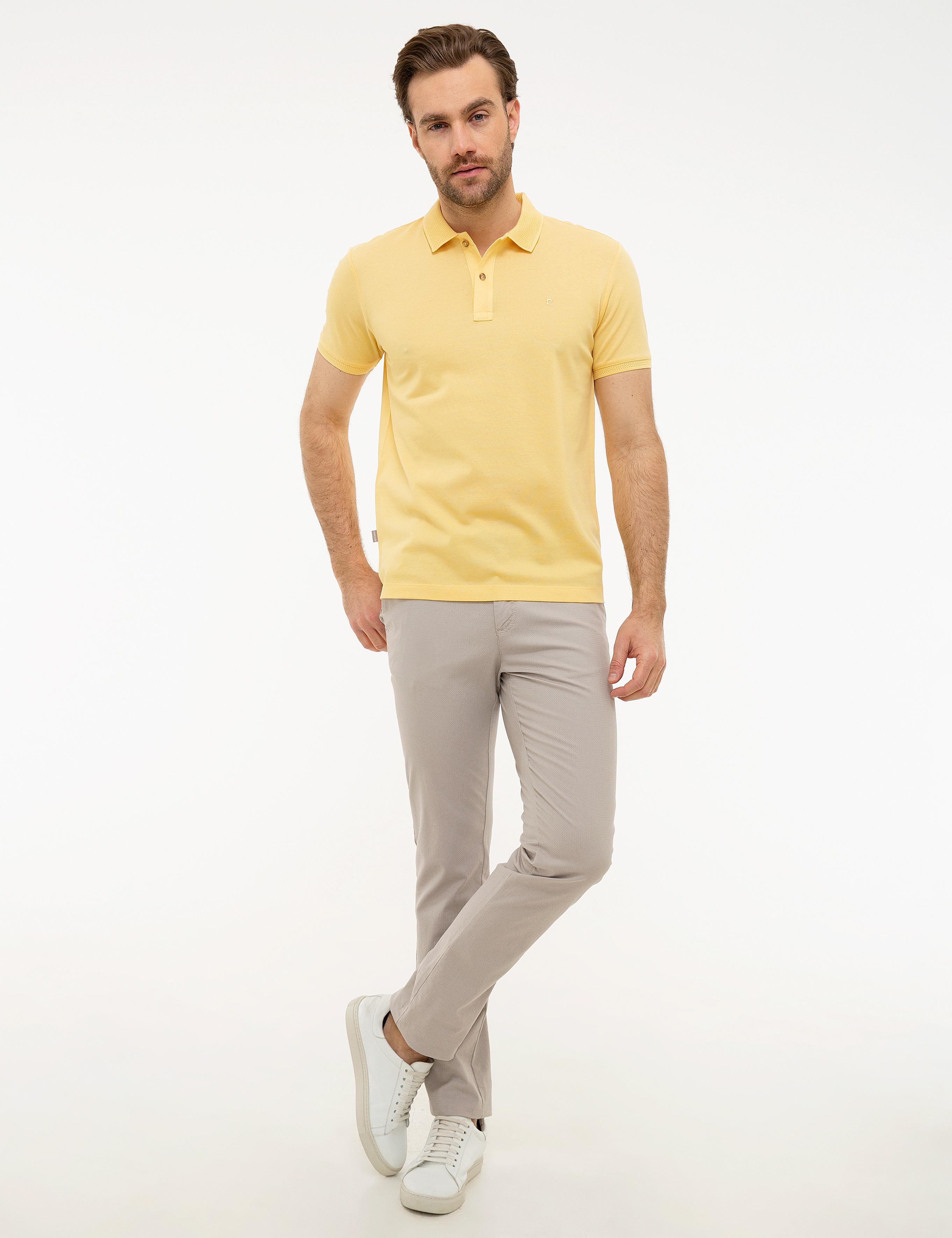 Sarı Slim Fit Basic Polo Yaka T-Shirt