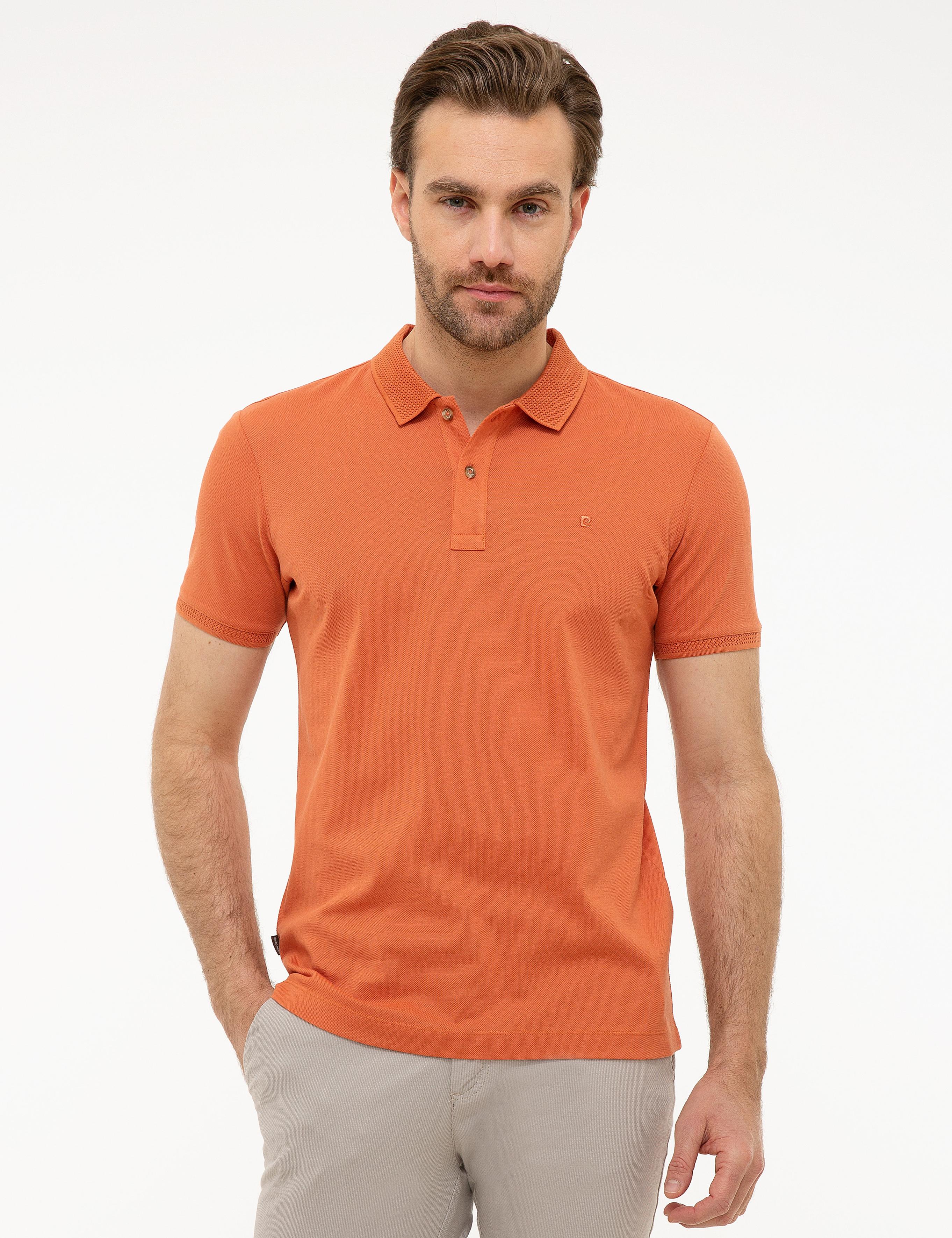 Turuncu Slim Fit Basic Polo Yaka T-Shirt