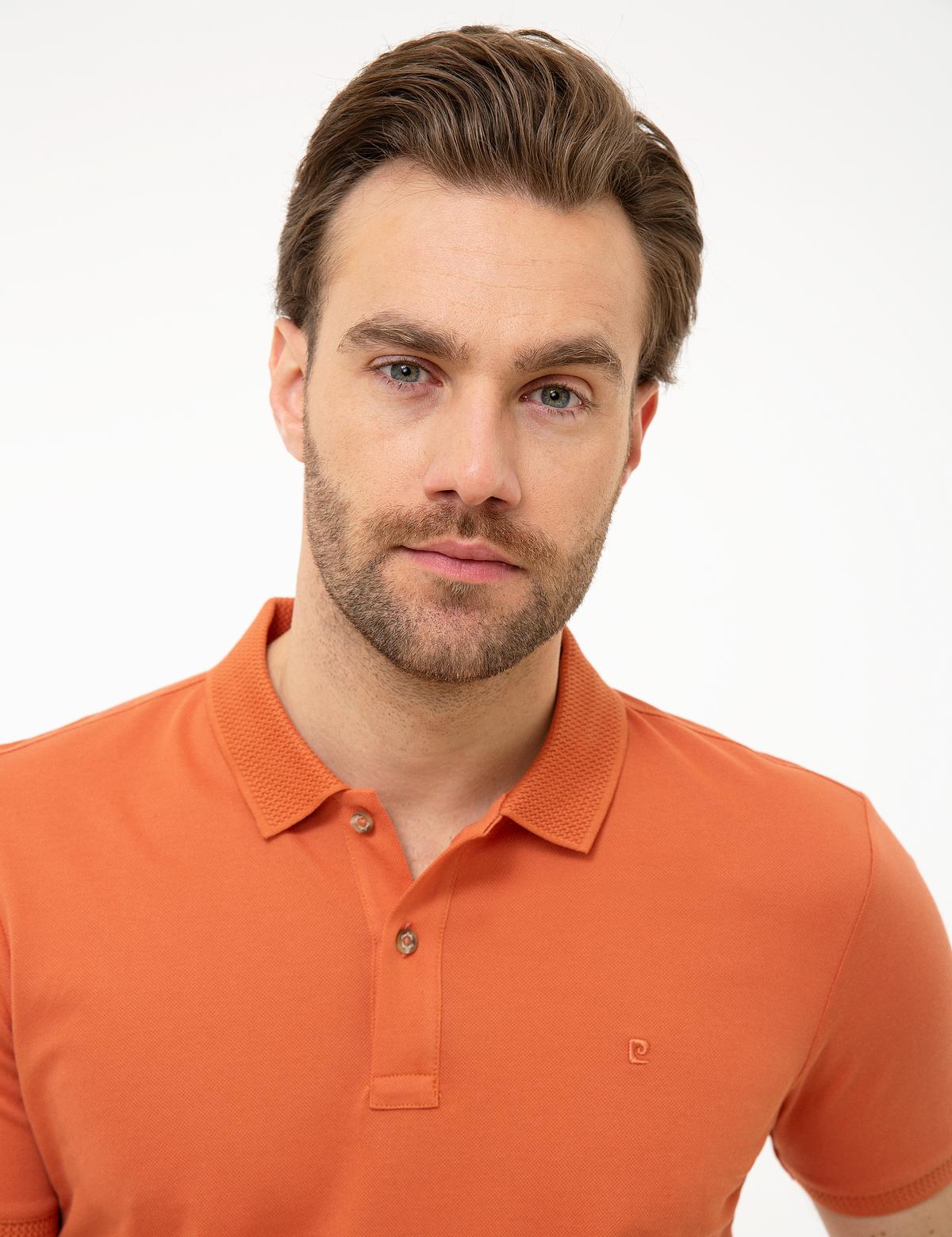 Turuncu Slim Fit Basic Polo Yaka T-Shirt