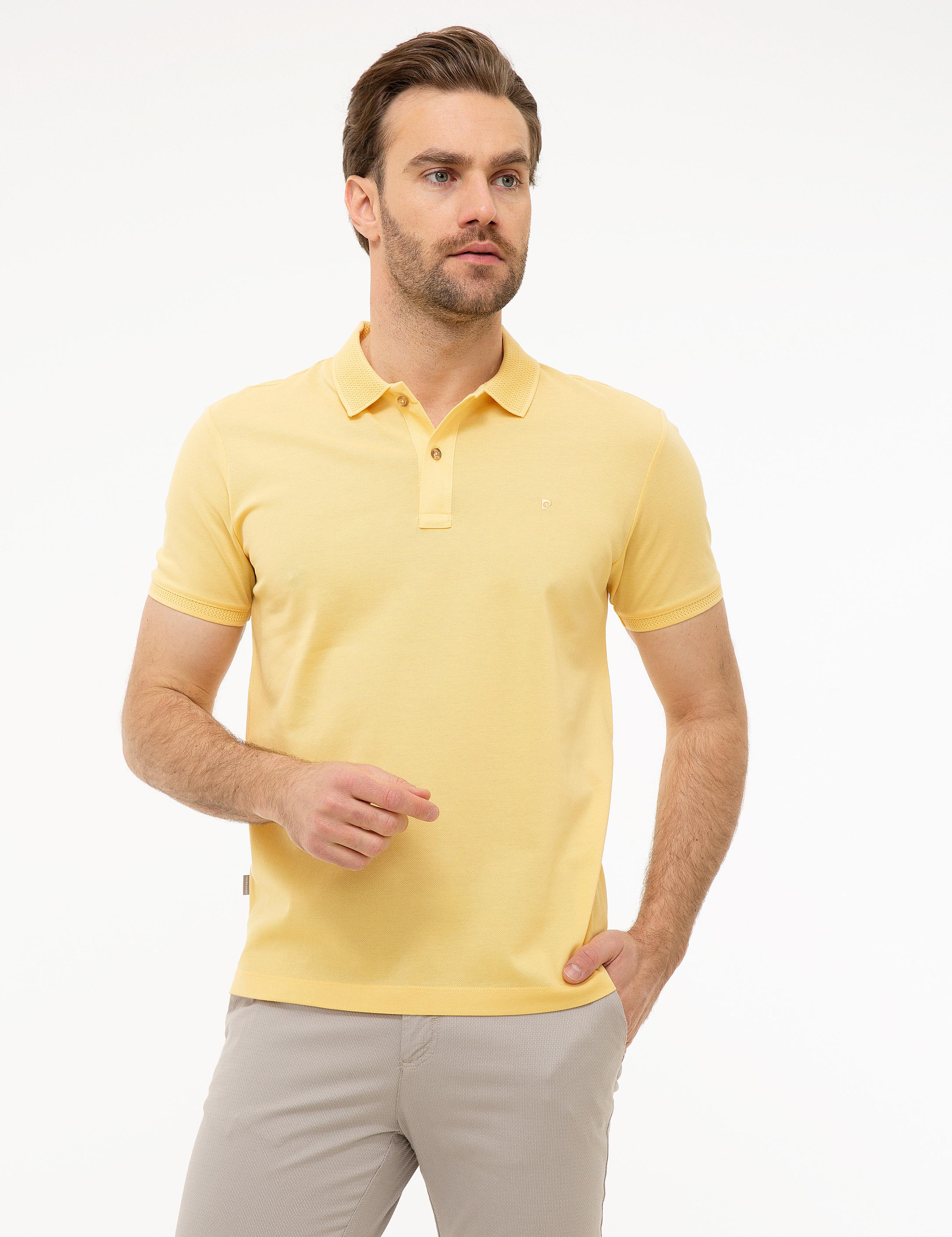 Sarı Slim Fit Basic Polo Yaka T-Shirt
