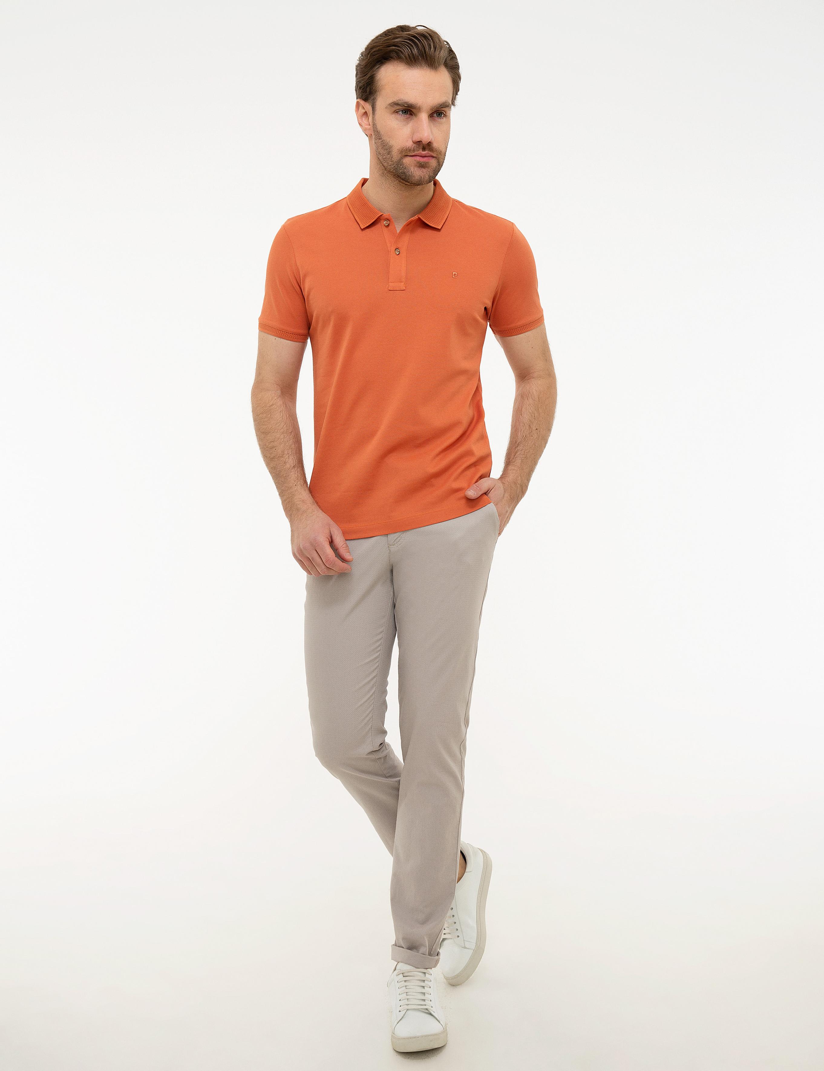 Turuncu Slim Fit Basic Polo Yaka T-Shirt
