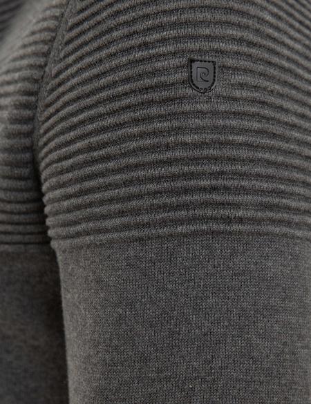 Gri Melanj Slim Fit Triko Hırka - 50218133027