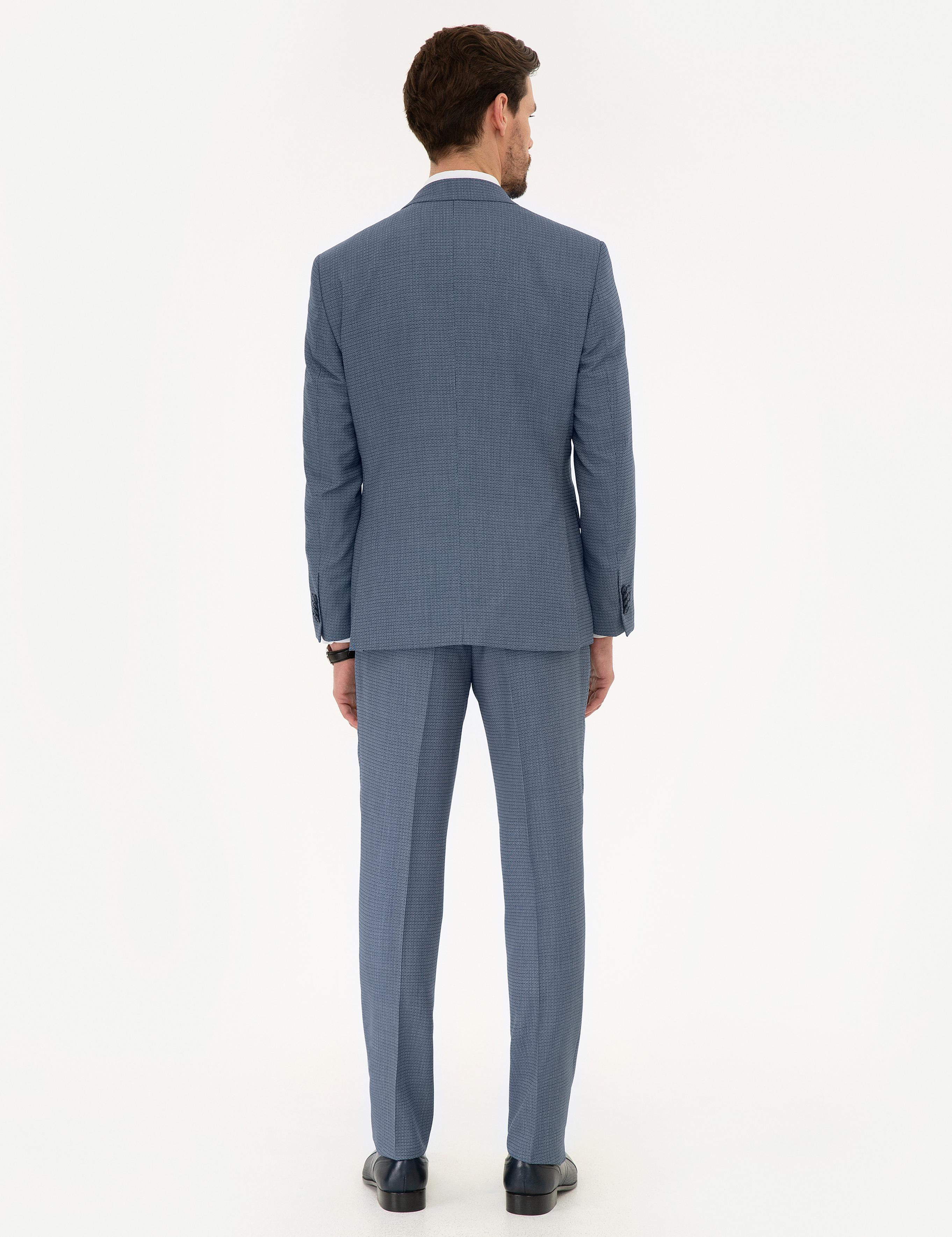 Koyu Mavi Slim Fit Yelekli Takım Elbise