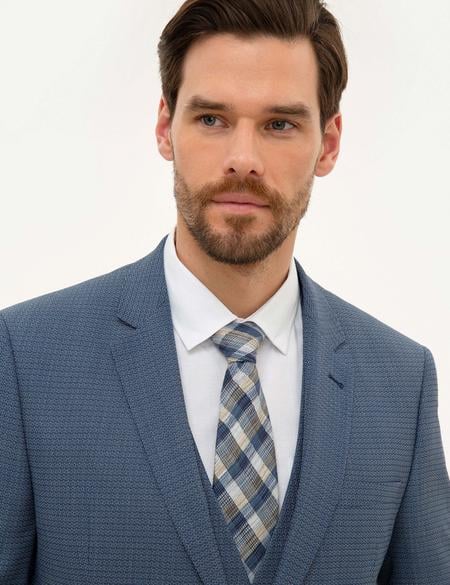 Koyu Mavi Slim Fit Yelekli Takım Elbise - 50219925065