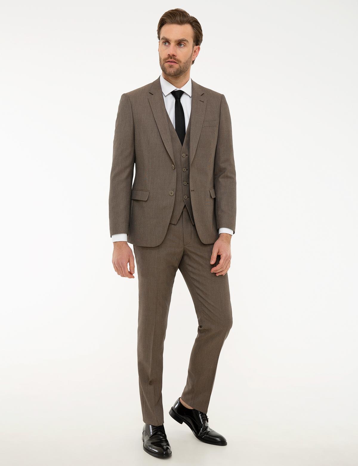 Açık Kahverengi Slim Fit Takım Elbise - 50219925077