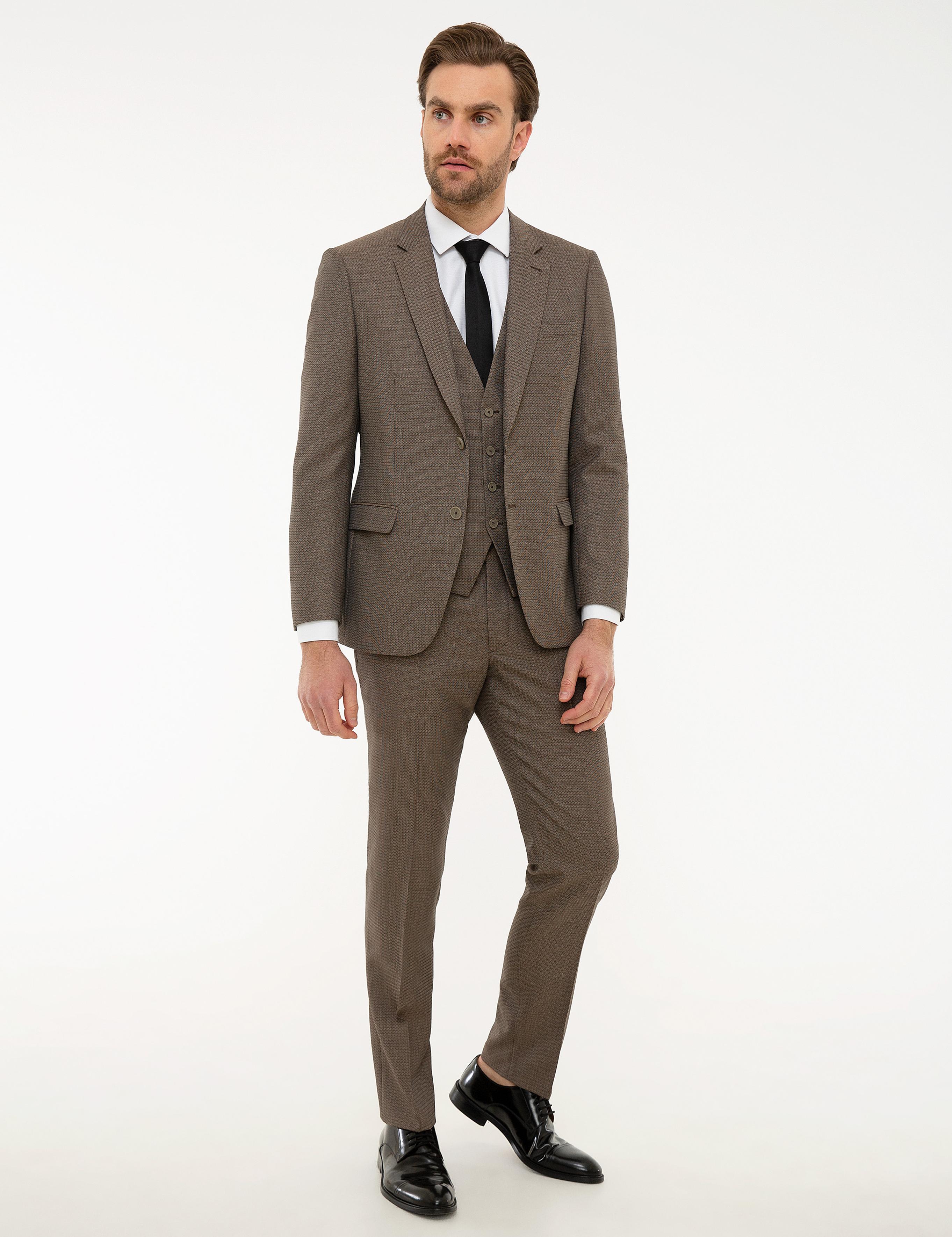 Açık Kahverengi Slim Fit Takım Elbise