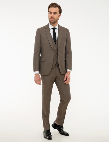 Açık Kahverengi Slim Fit Takım Elbise - 50219925077