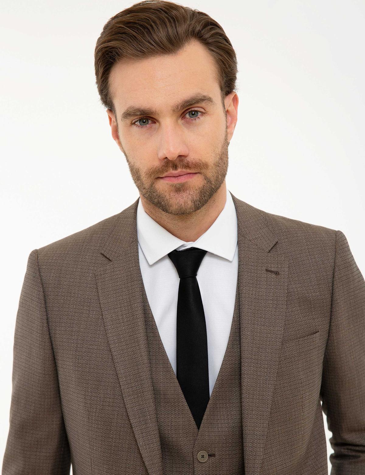 Açık Kahverengi Slim Fit Takım Elbise - 50219925077