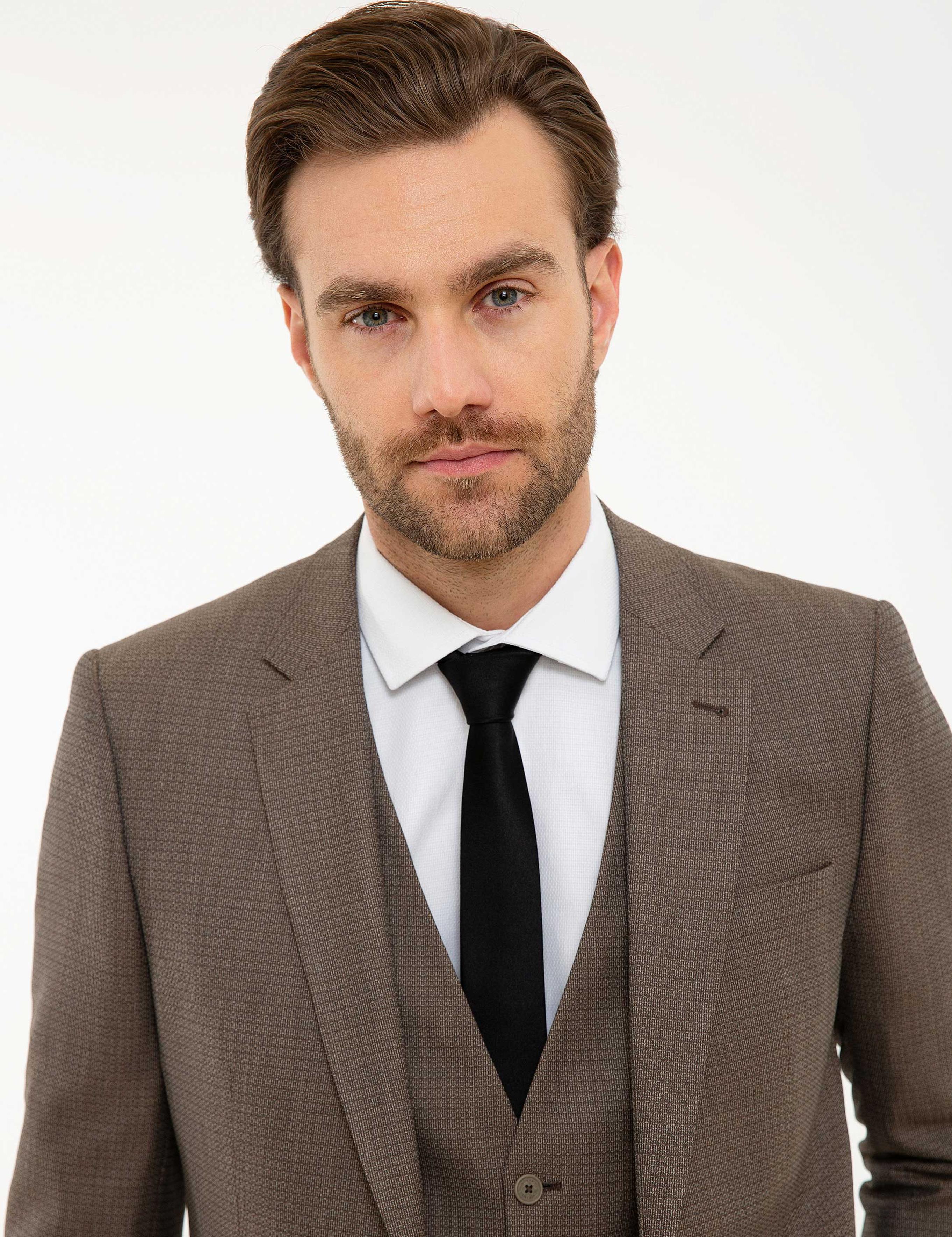 Açık Kahverengi Slim Fit Takım Elbise