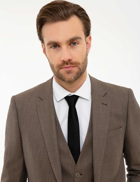 Açık Kahverengi Slim Fit Takım Elbise - 50219925077