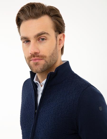 Koyu Lacivert Slim Fit Triko Hırka - 50218134025