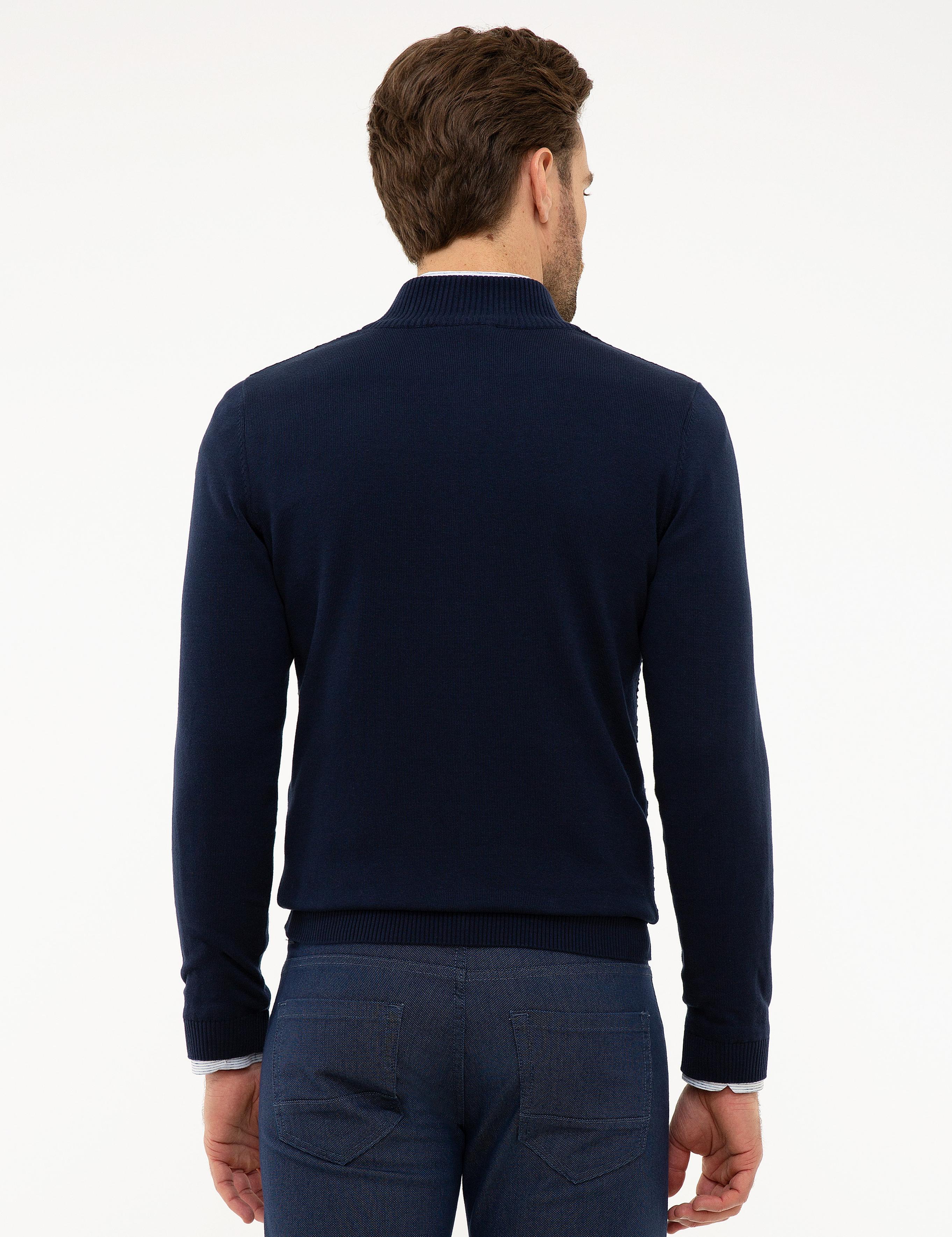 Koyu Lacivert Slim Fit Triko Hırka