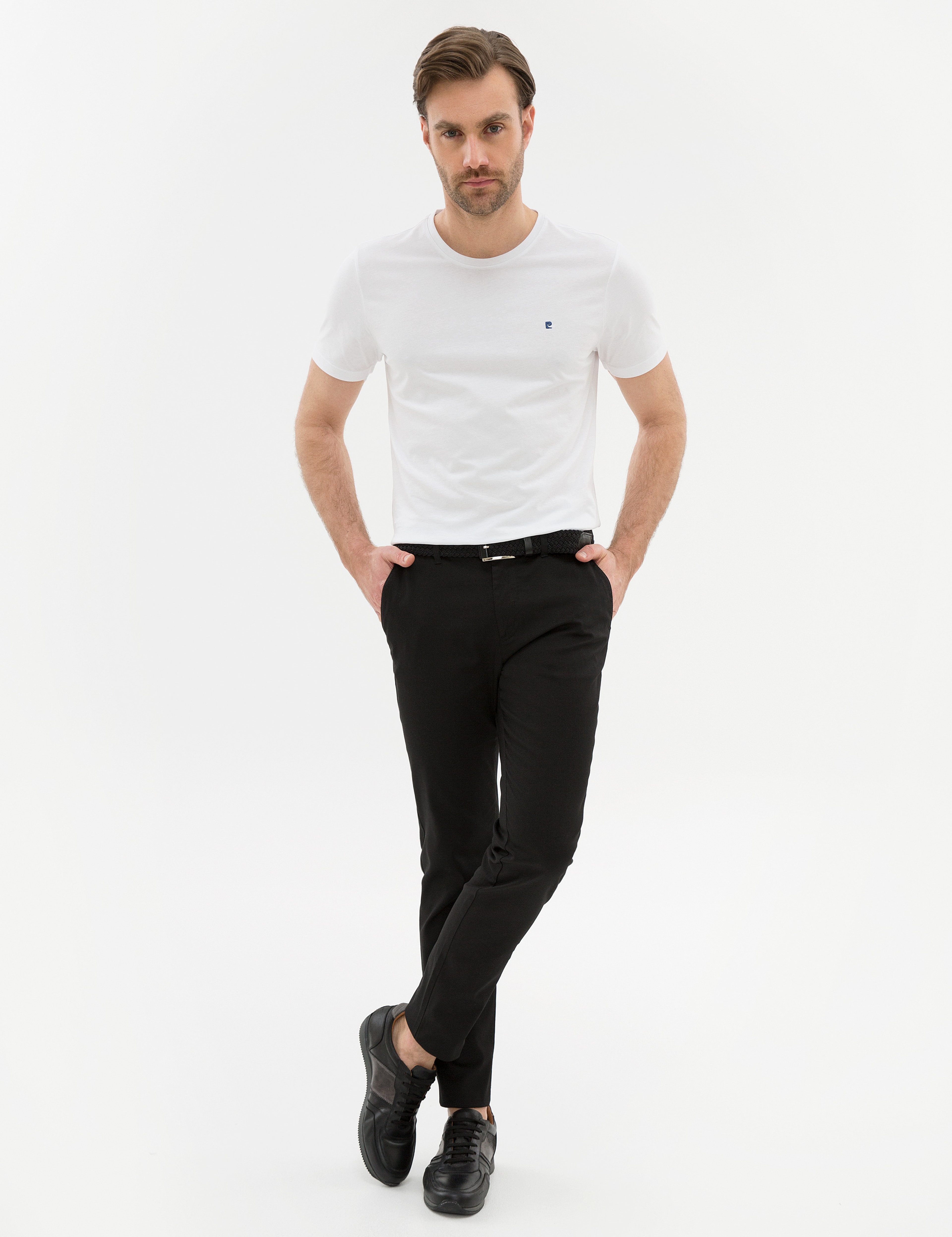 Siyah Slim Fit Kanvas Pantolon - Image 1