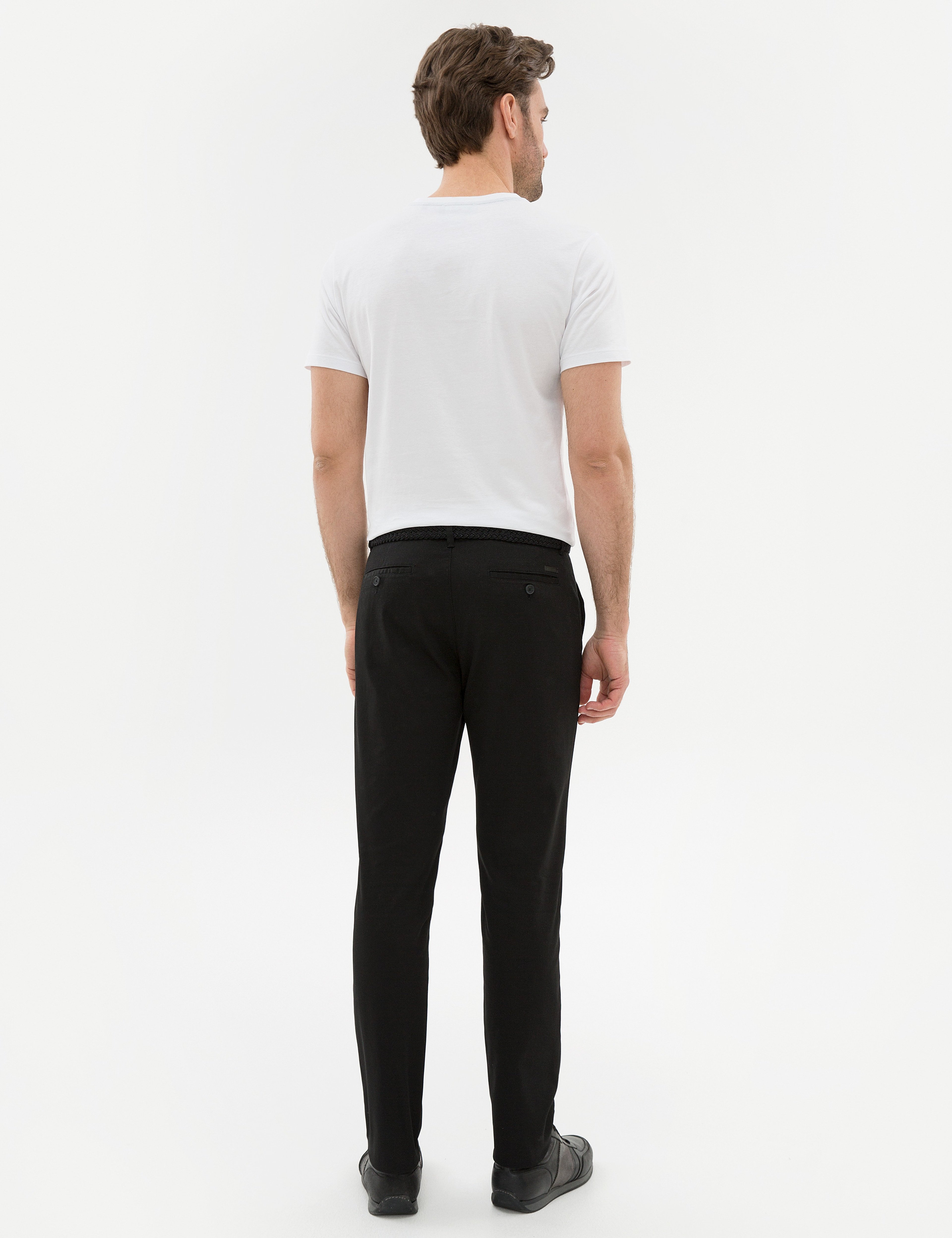 Siyah Slim Fit Kanvas Pantolon