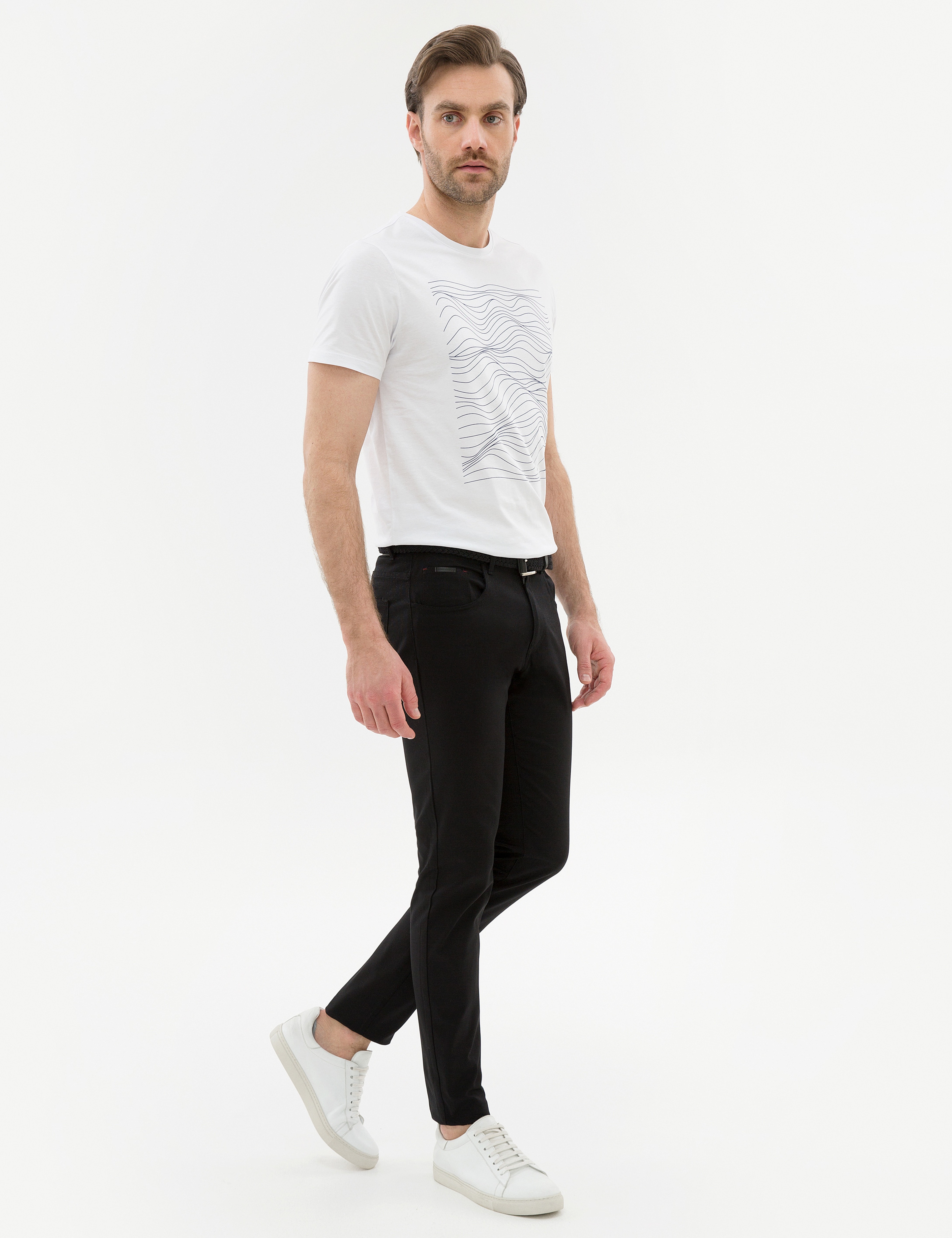 Siyah Slim Fit Kanvas Pantolon - Image 2