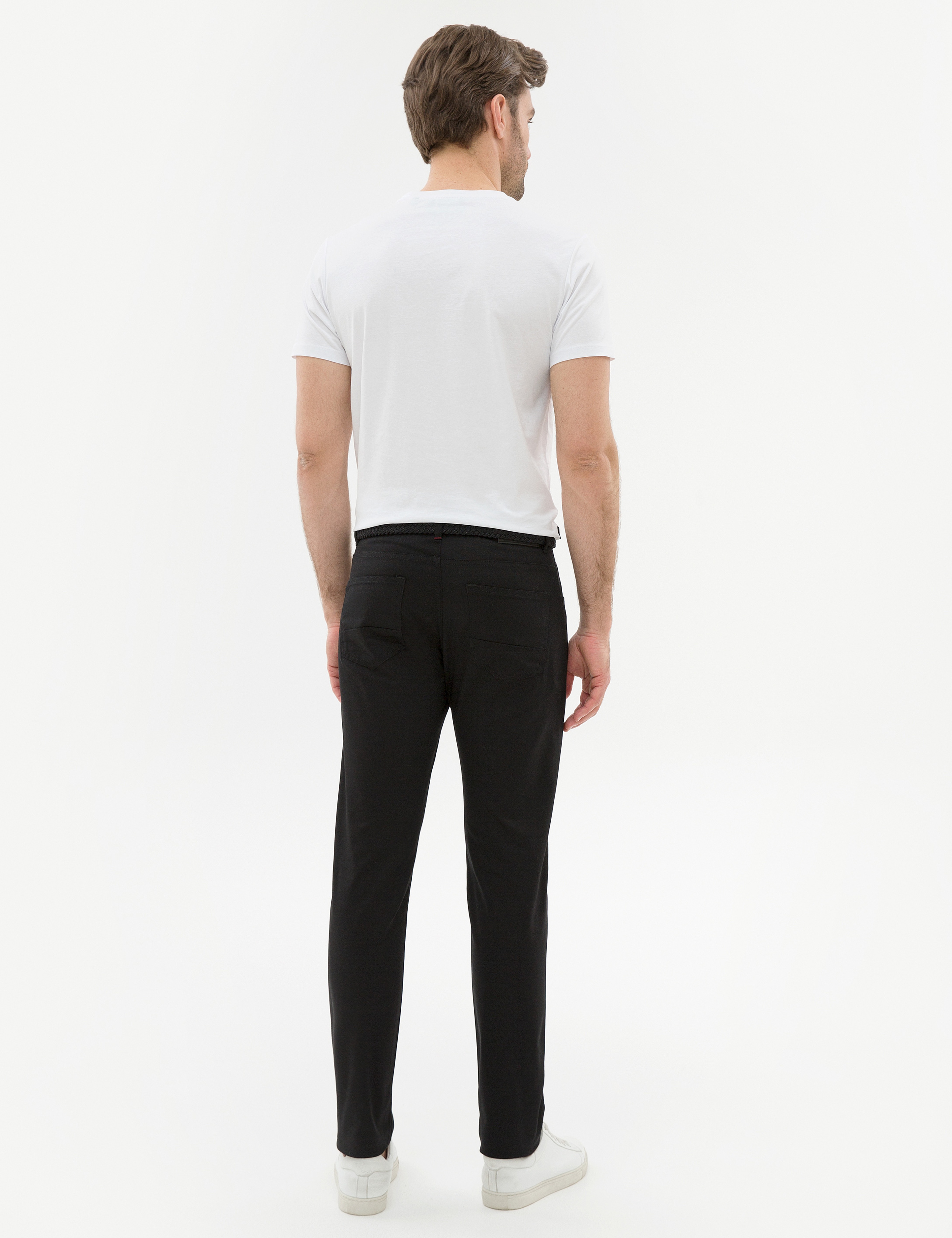 Siyah Slim Fit Kanvas Pantolon - Image 3