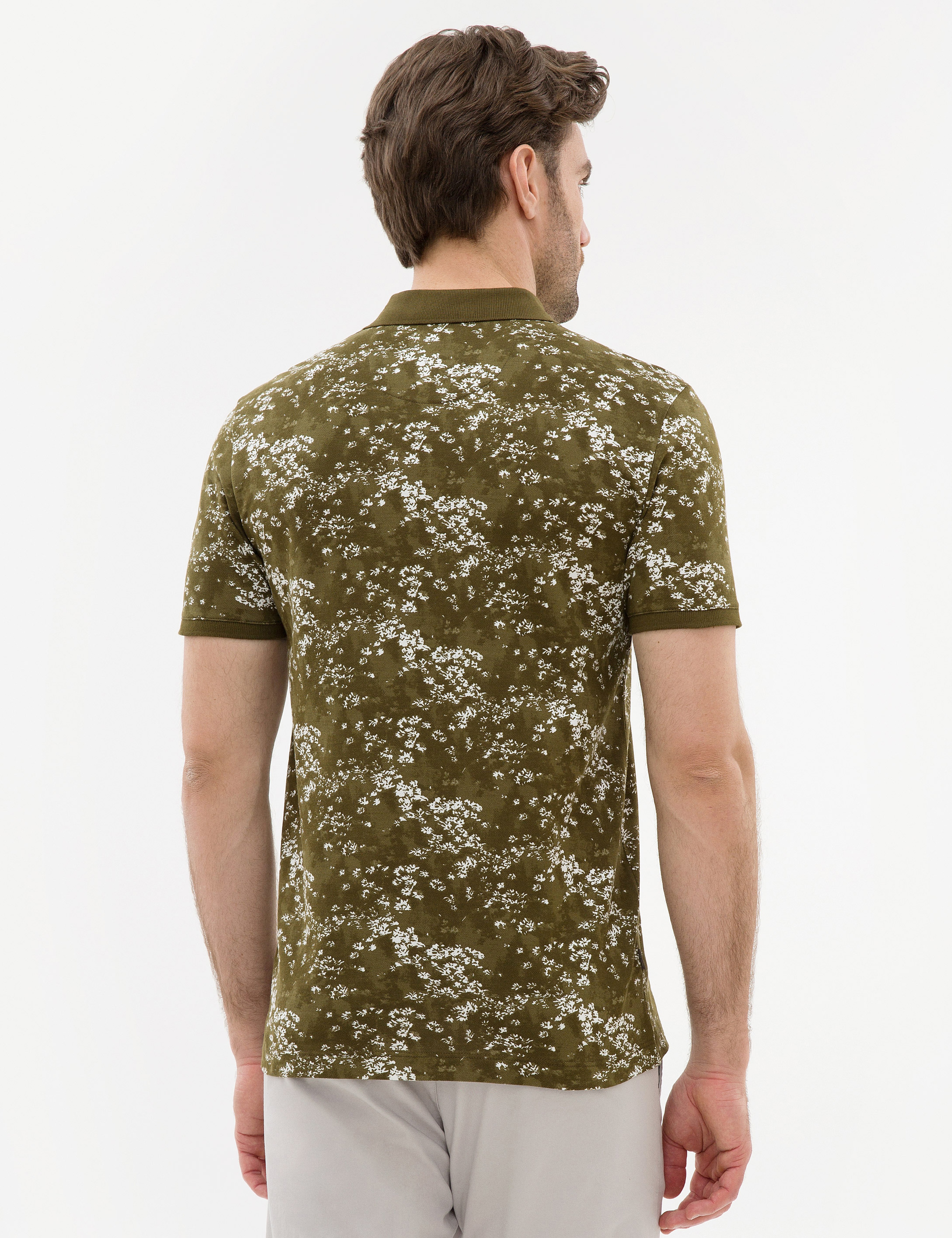 Açık Haki Slim Fit Polo Yaka Tişört - Image 3