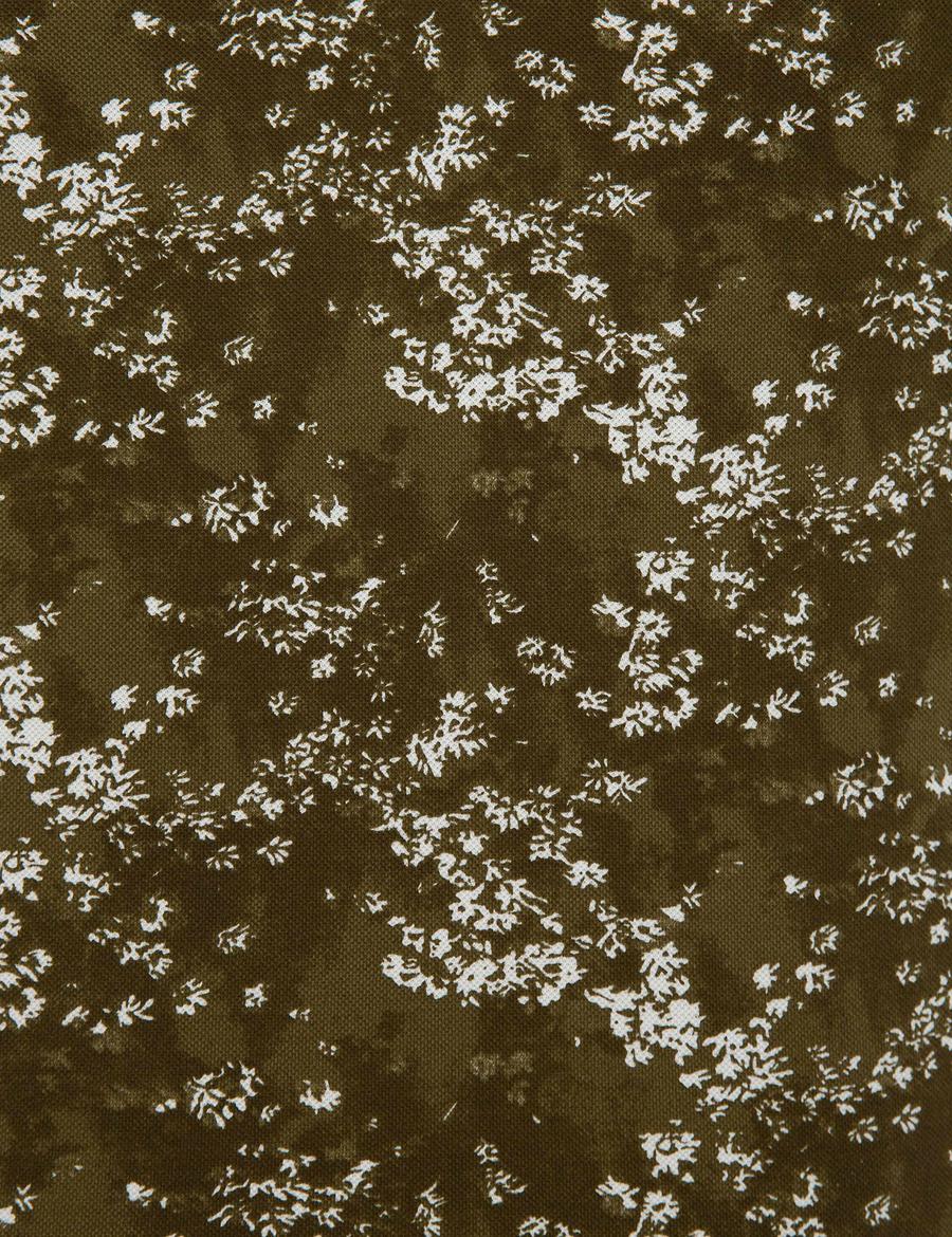 Açık Haki Slim Fit Baskılı Polo Yaka Tişört