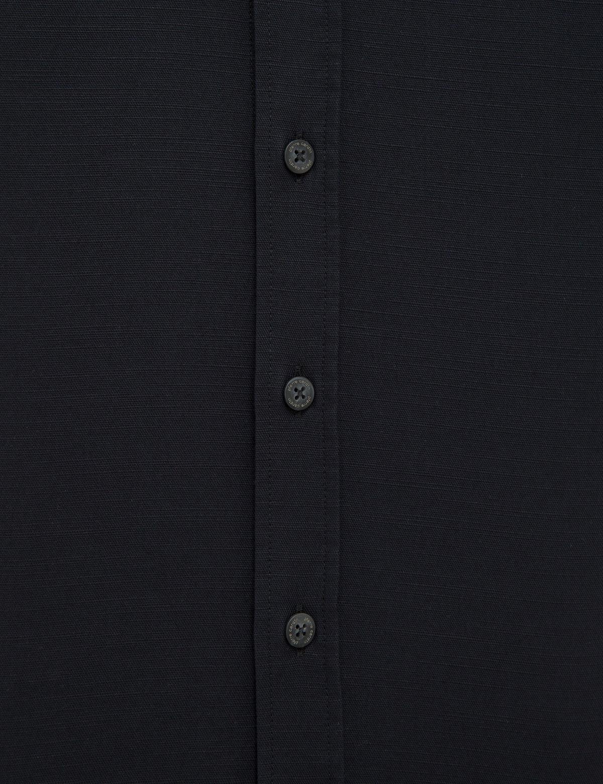 Siyah Slim Fit Keten Karışımlı Gömlek - 50220188010