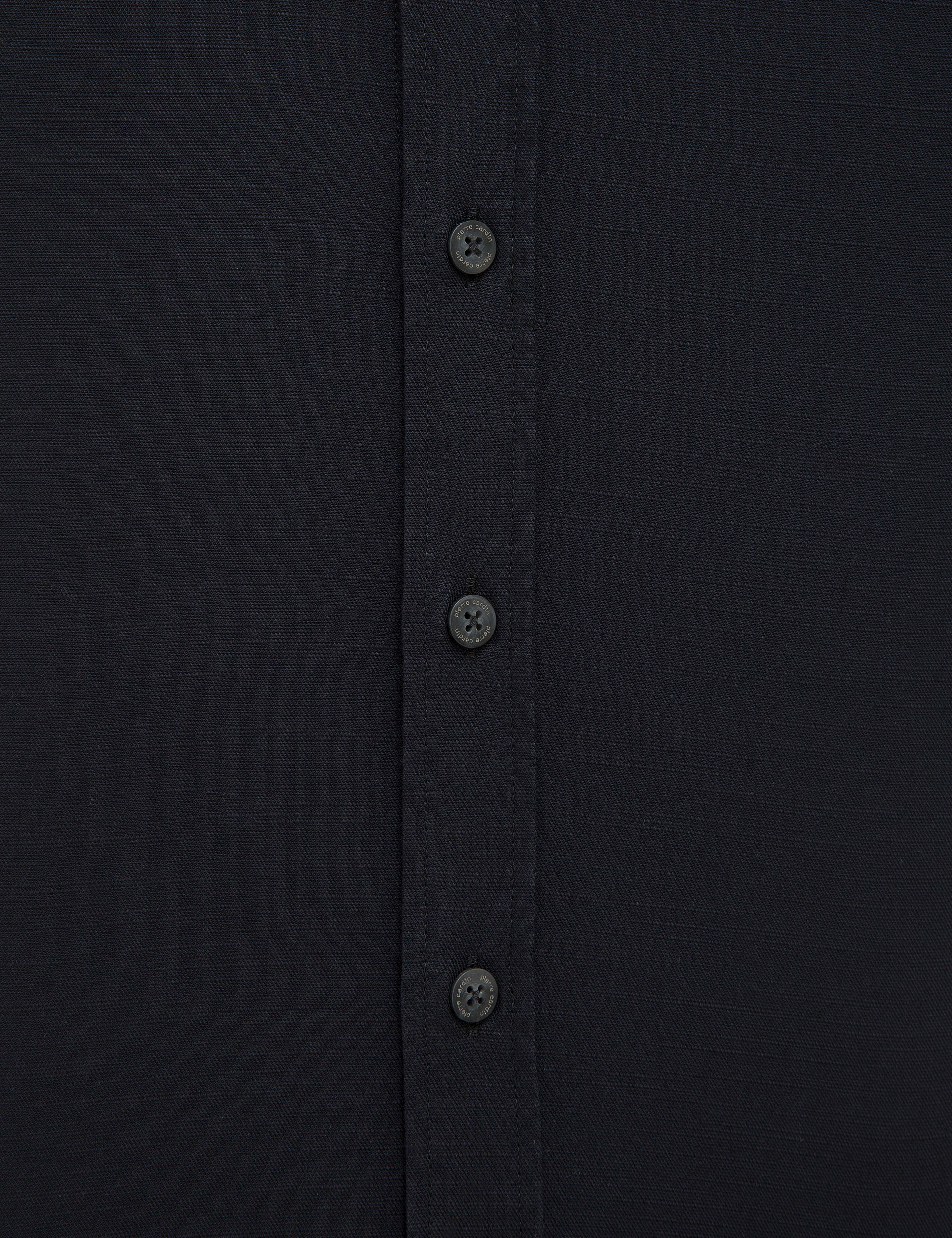Siyah Slim Fit Keten Karışımlı Gömlek - Image 6