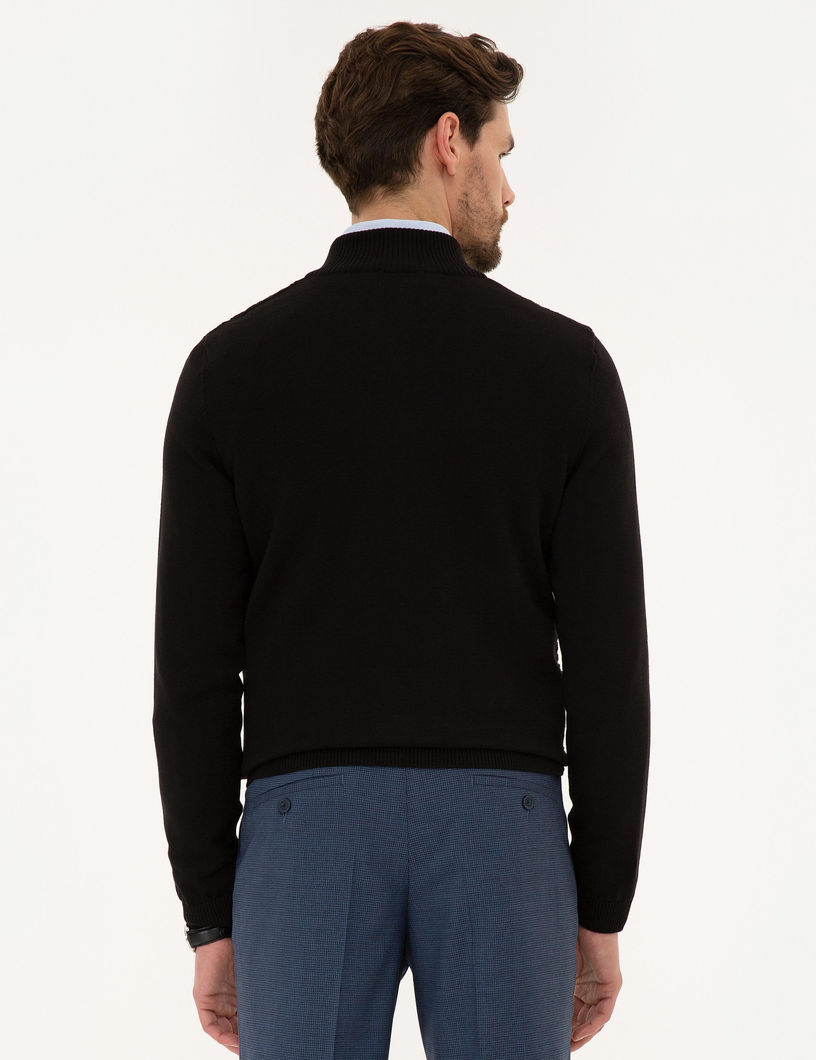 Siyah Slim Fit Triko Hırka