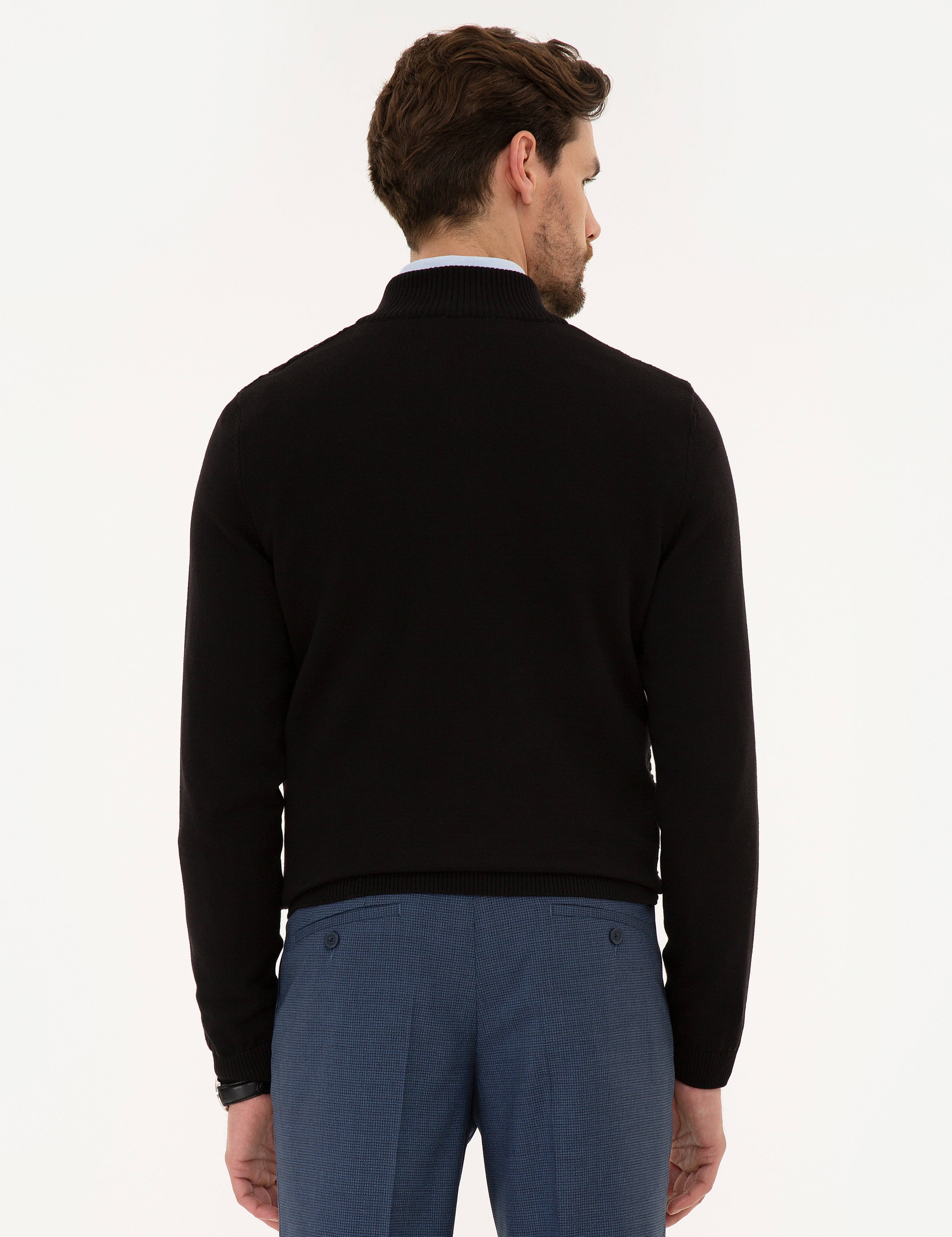 Siyah Slim Fit Triko Hırka - Image 4