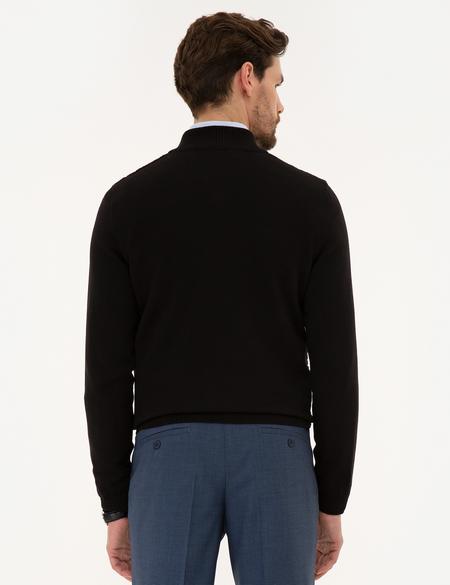 Siyah Slim Fit Triko Hırka - 50218134018