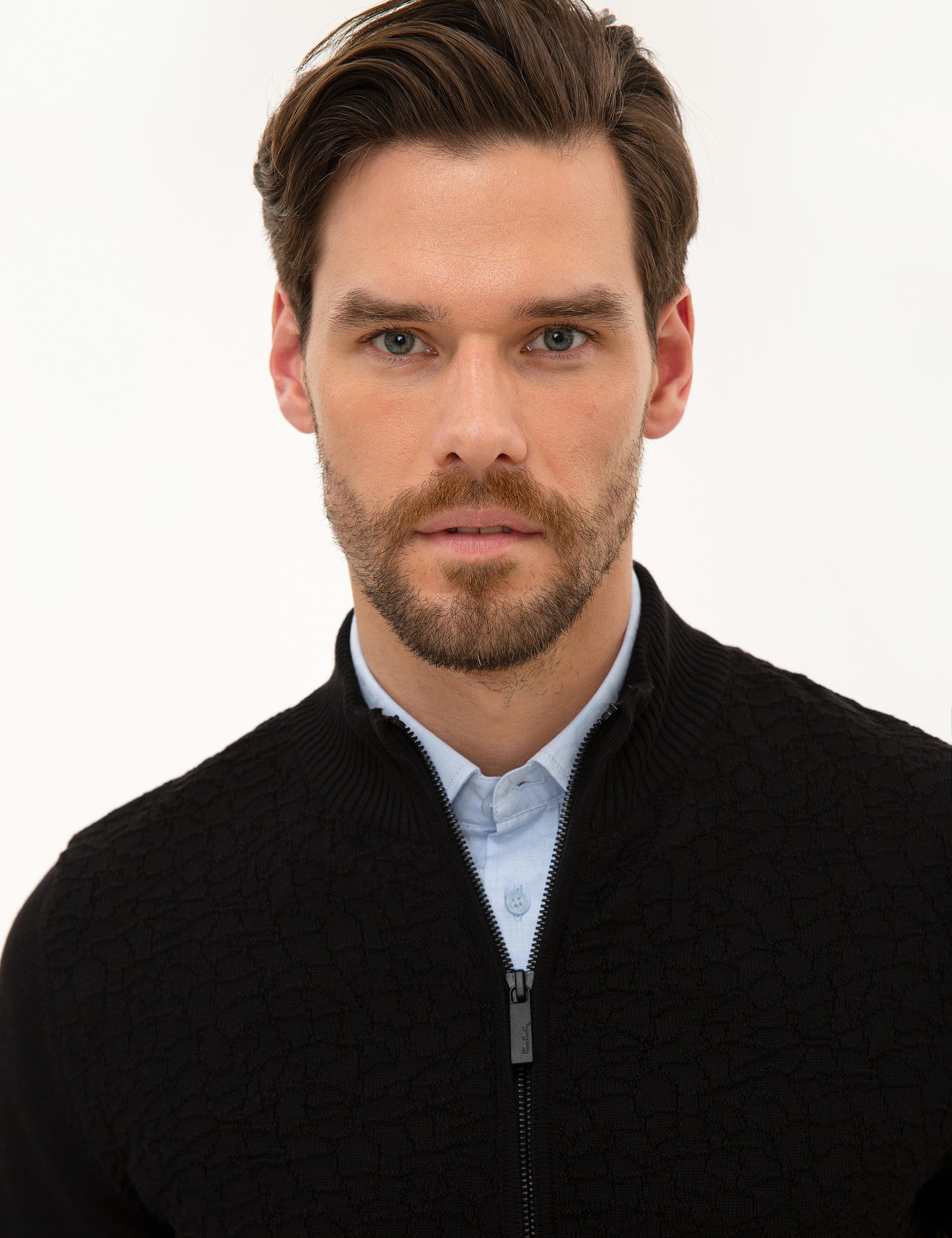 Siyah Slim Fit Triko Hırka