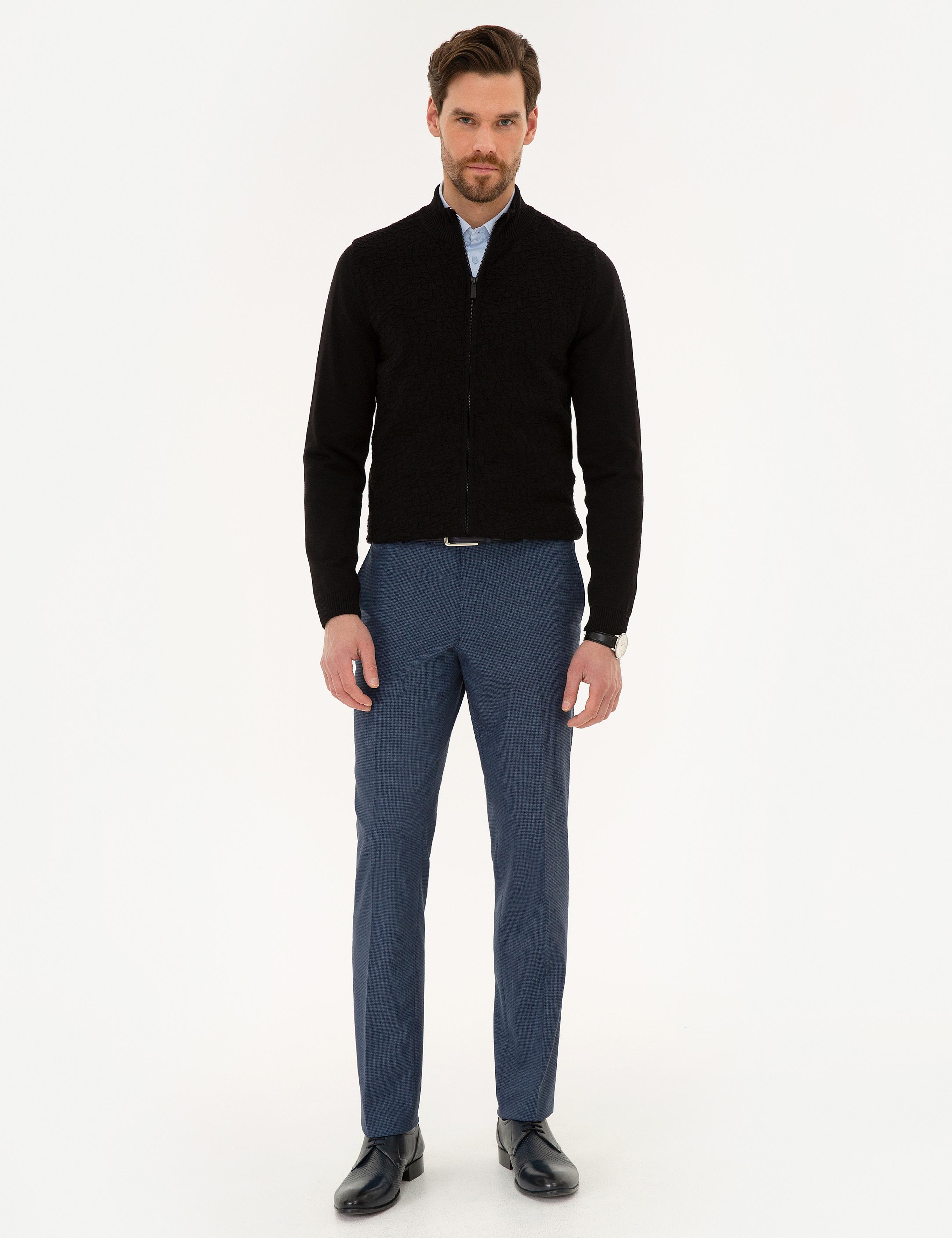 Siyah Slim Fit Triko Hırka