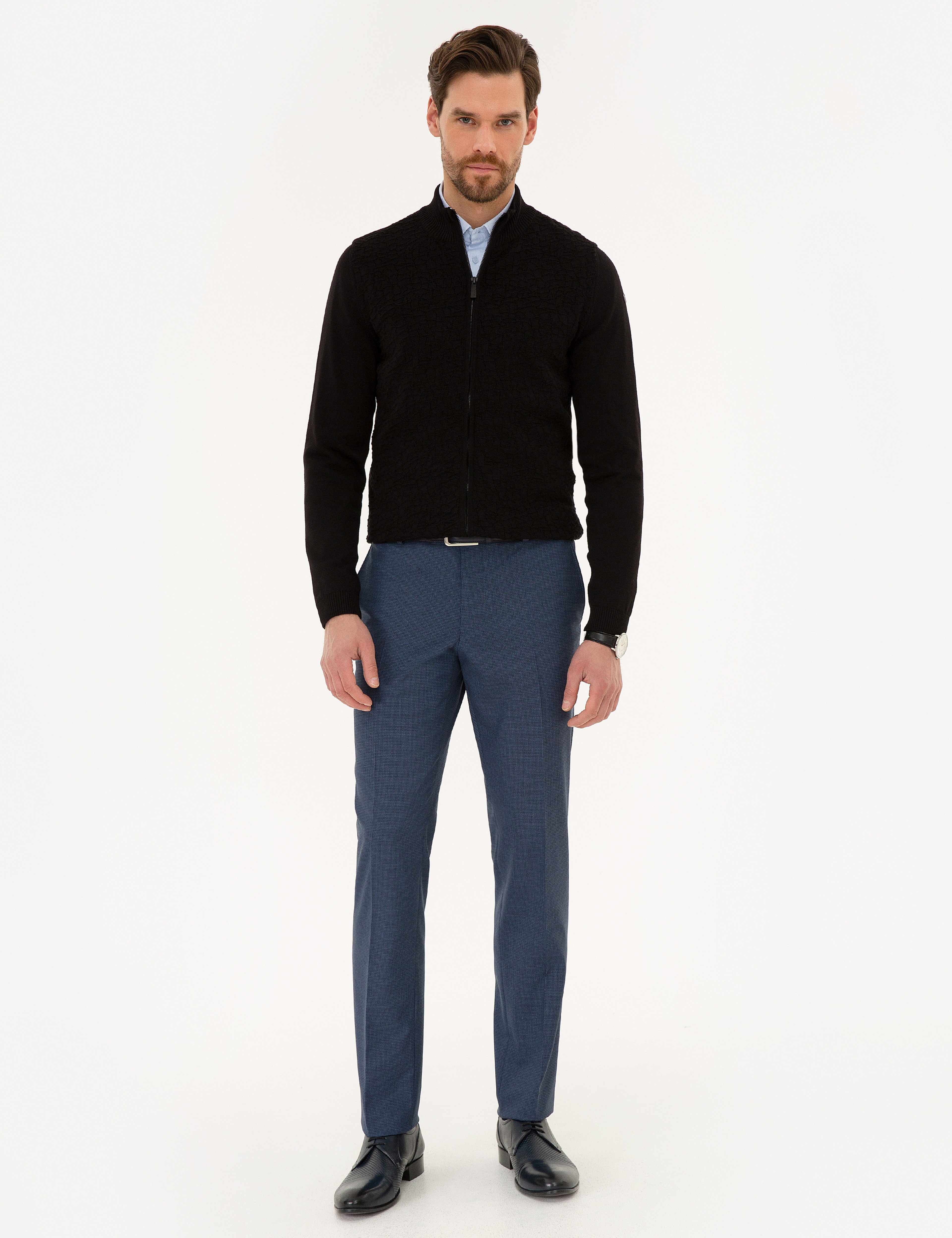 Siyah Slim Fit Triko Hırka