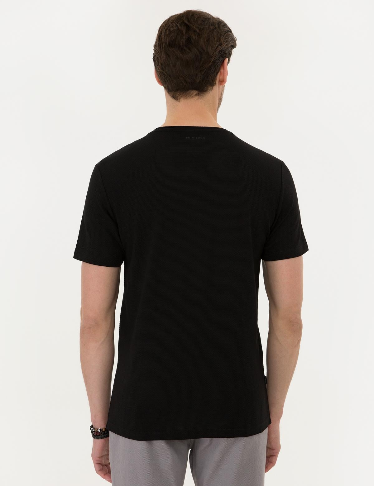 Siyah Slim Fit Bisiklet Yaka Tişört - 50218553016